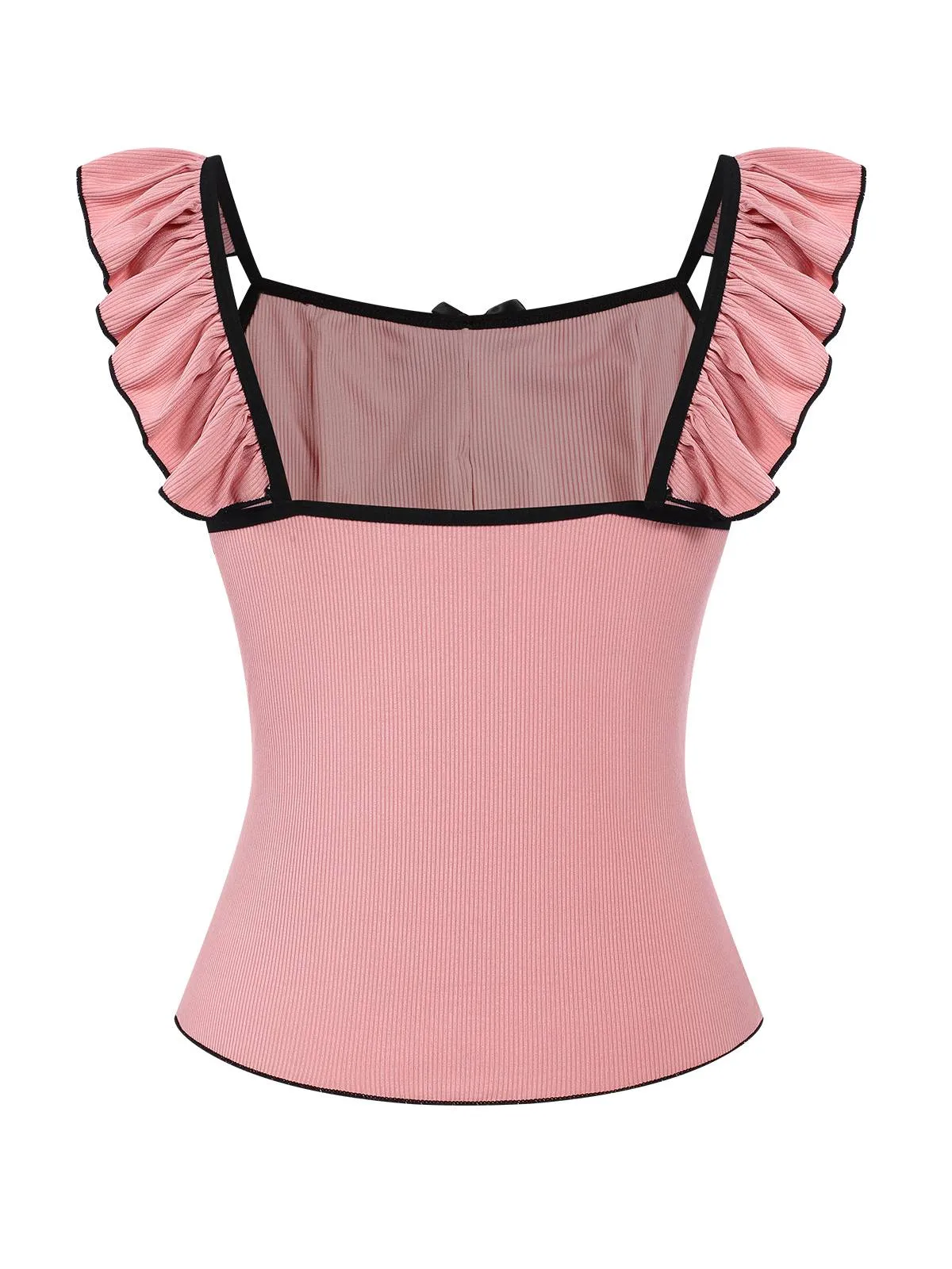 Pink 1950s Bow Binding Ruffle Straps Pajamas sold by Retro Stage product image thumbnail 4