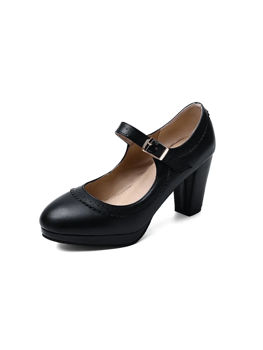 Retro Mary Jane Leather Chuny Heels sold by Retro Stage