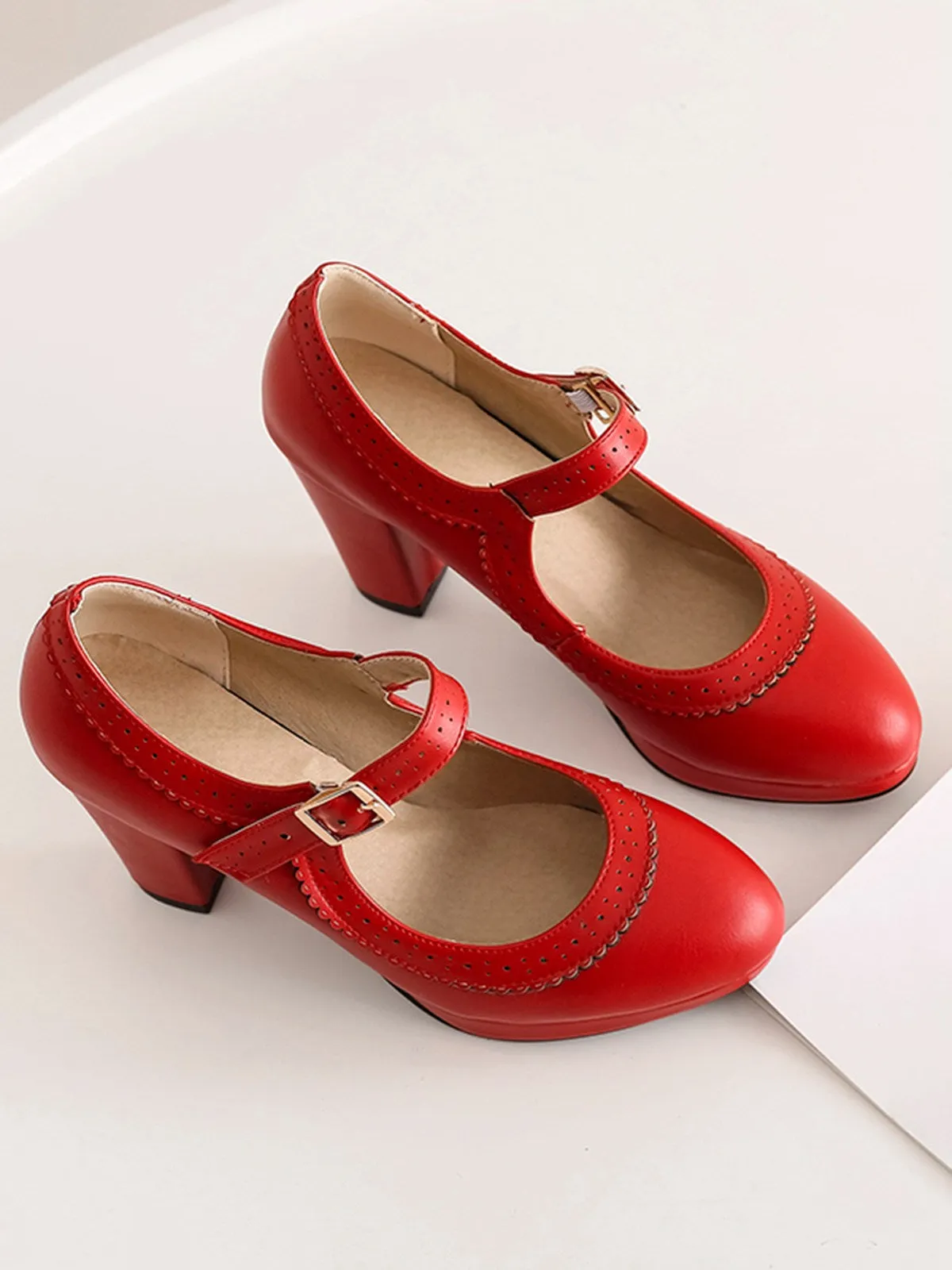 Retro Mary Jane Leather Chuny Heels sold by Retro Stage product image thumbnail 4