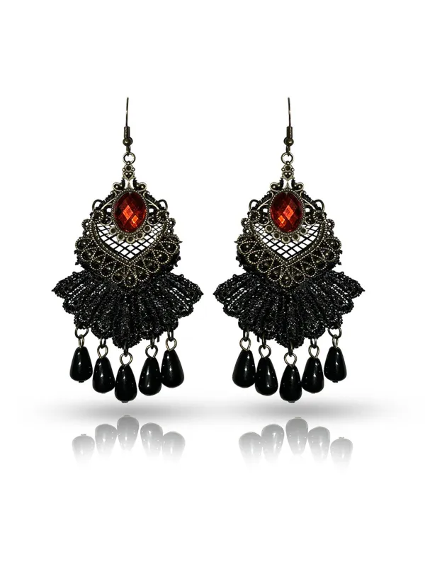 Halloween Vintage Ruby Beading Earrings sold by Retro Stage