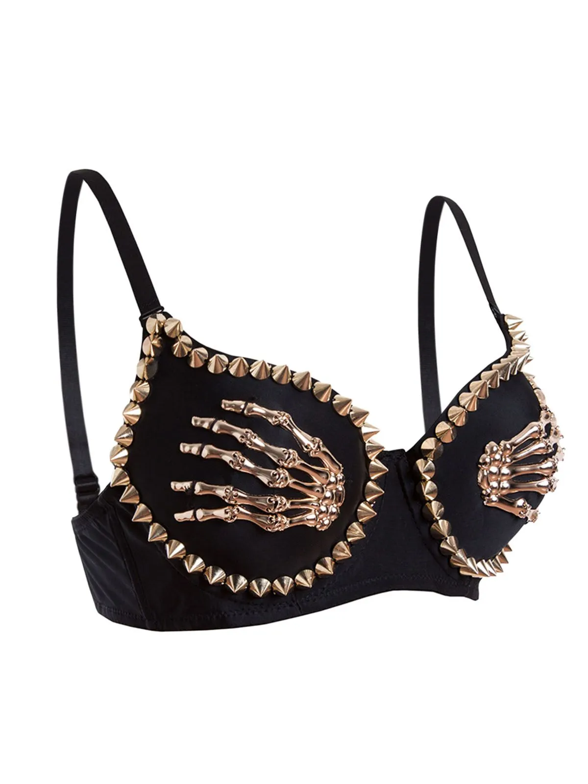 Black 1960s Gothic Punk Skeleton Hand Rivet Top sold by Retro Stage product image thumbnail 2