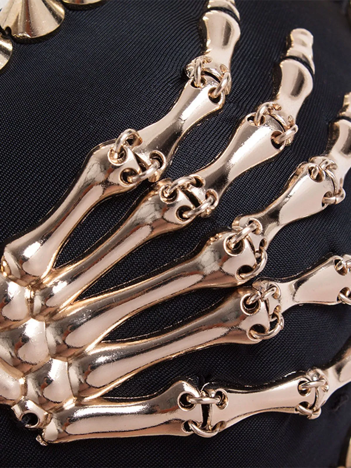 Black 1960s Gothic Punk Skeleton Hand Rivet Top sold by Retro Stage product image thumbnail 3