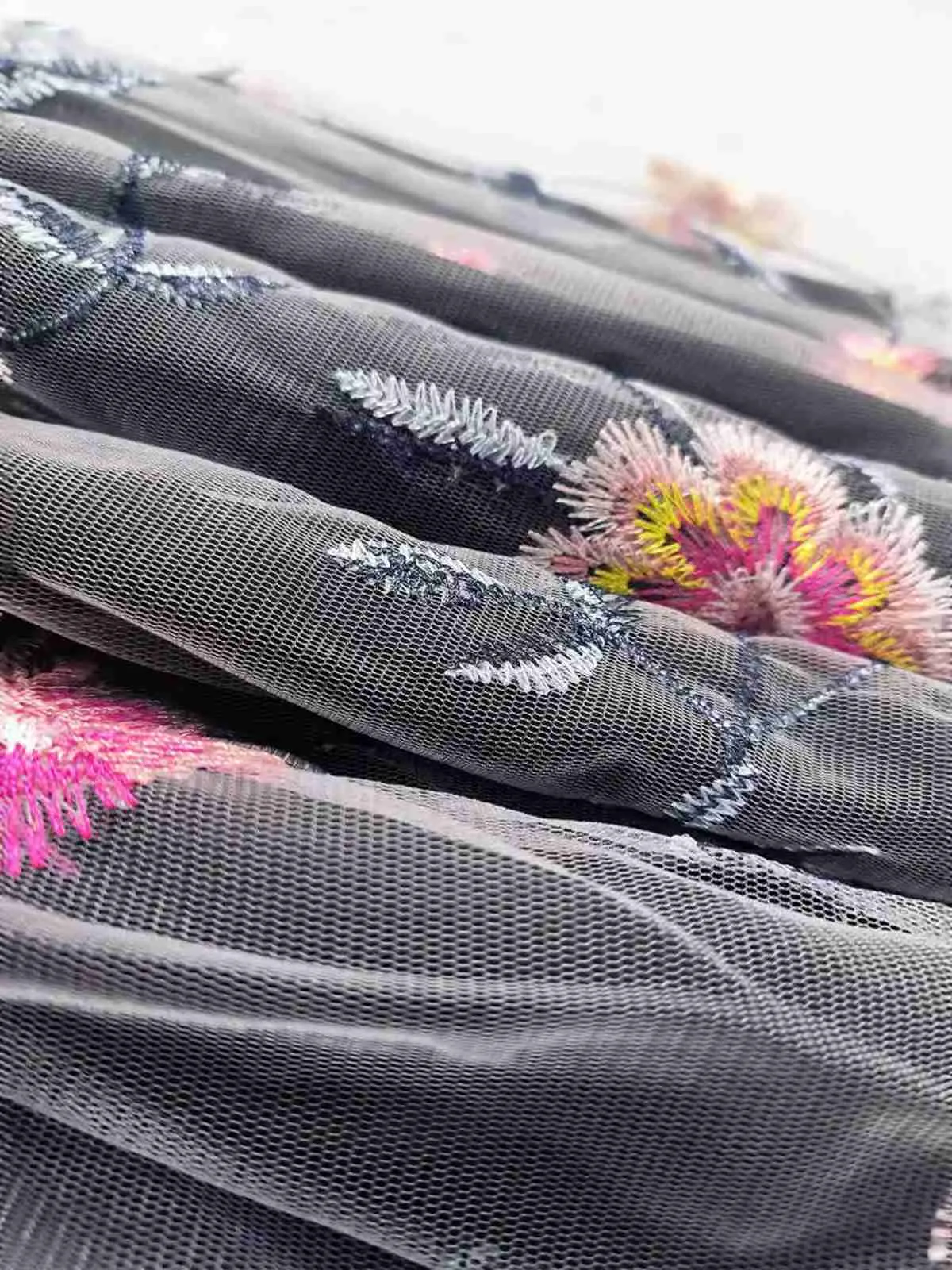 Black 1970s Embroidered Floral Patchwork Mesh Dress sold by Retro Stage product image thumbnail 3