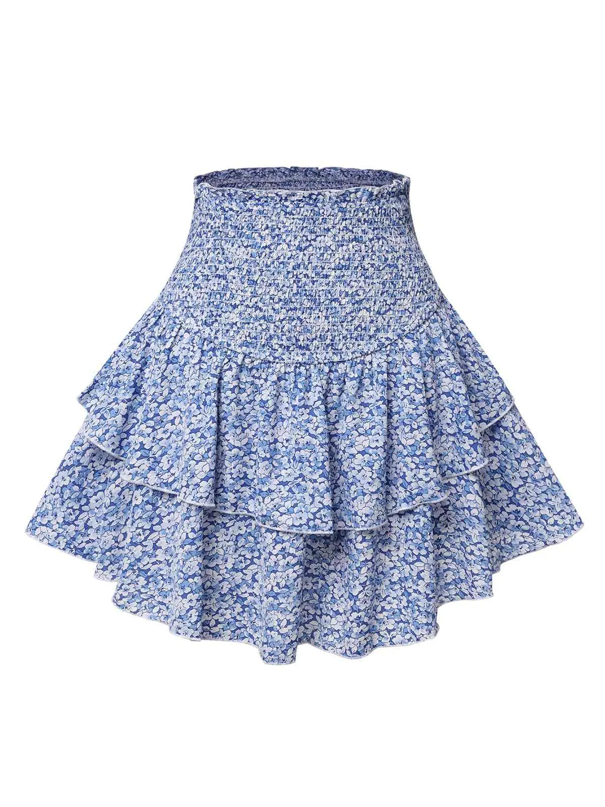 Blue 1950s Ditsy Floral Layered Skirt sold by Retro Stage