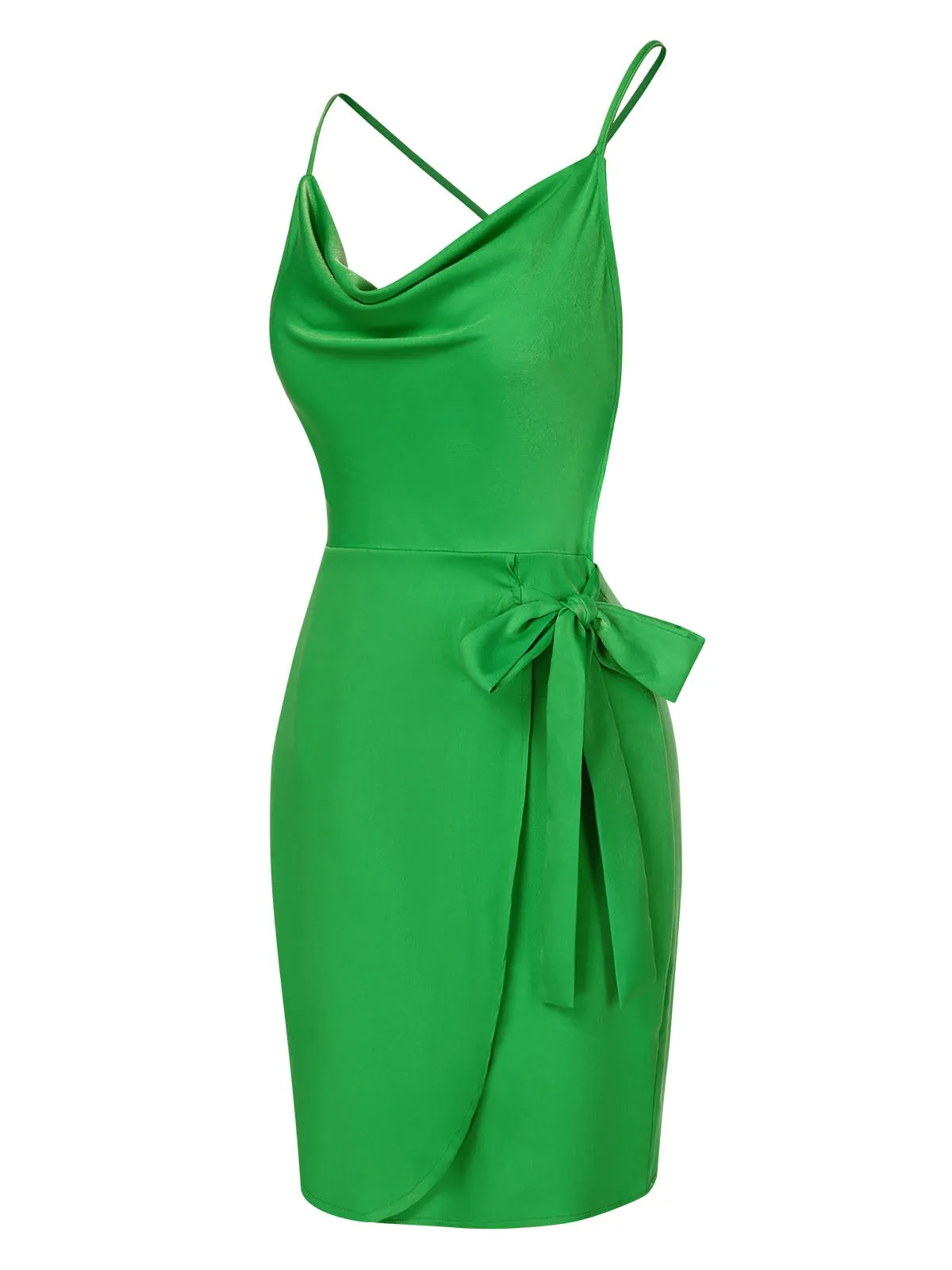 Bright Green 1970s Back Cross Straps Dress sold by Retro Stage product image thumbnail 3