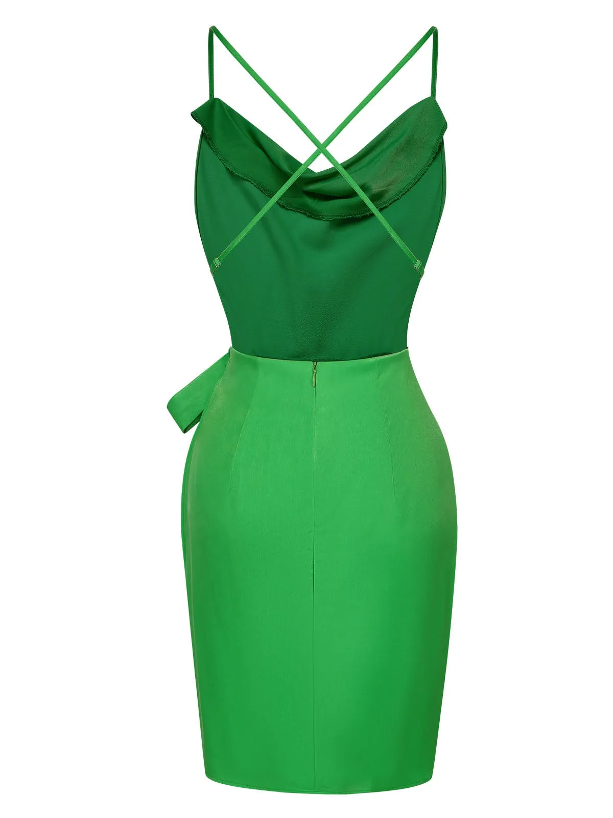 Bright Green 1970s Back Cross Straps Dress sold by Retro Stage product image thumbnail 2