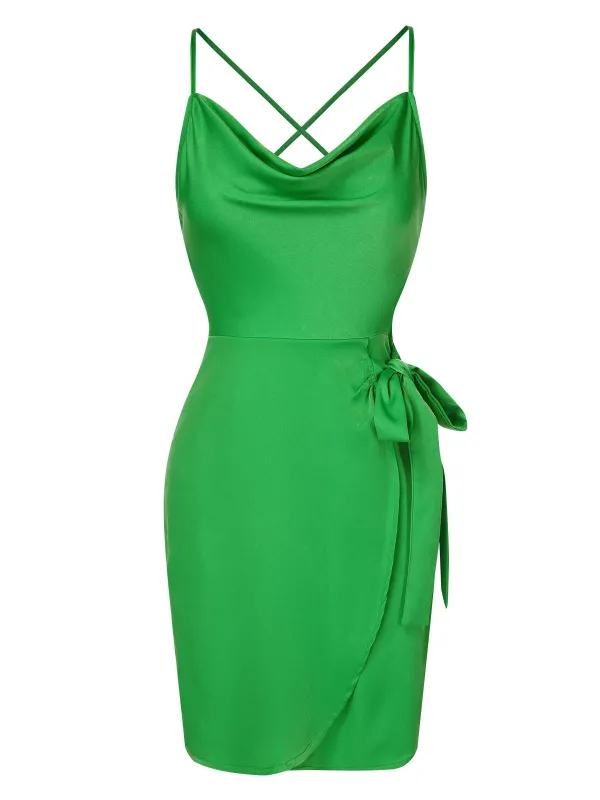 Bright Green 1970s Back Cross Straps Dress sold by Retro Stage
