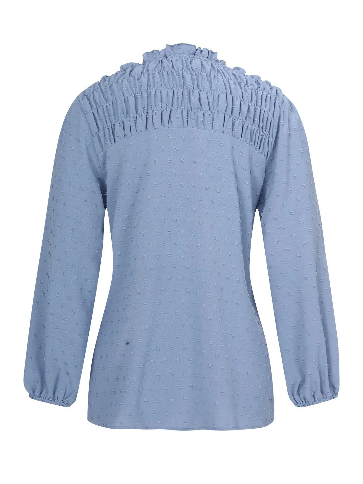 Blue 1940s Solid V-Neck Swiss Dot Blouse sold by Retro Stage product image thumbnail 3