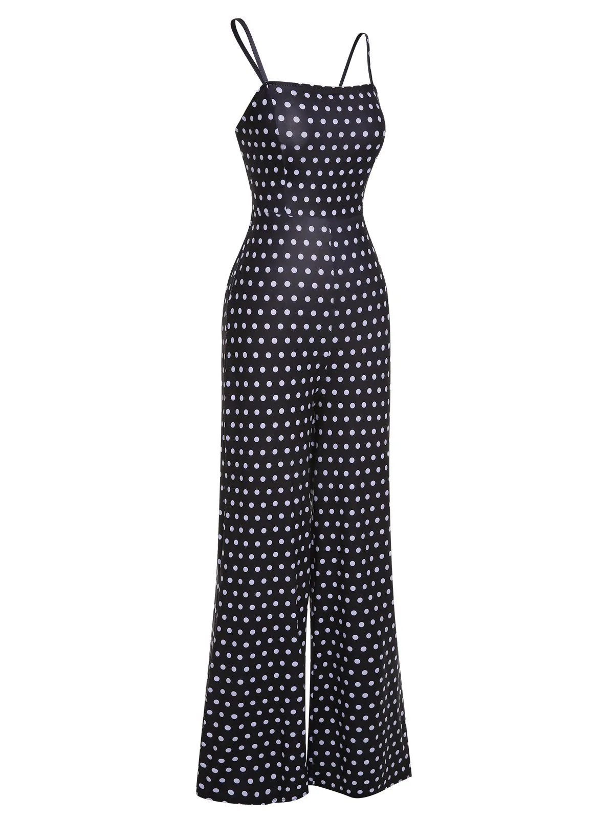 Black 1940s Polka Dots Back Strap Jumpsuit sold by Retro Stage product image thumbnail 3