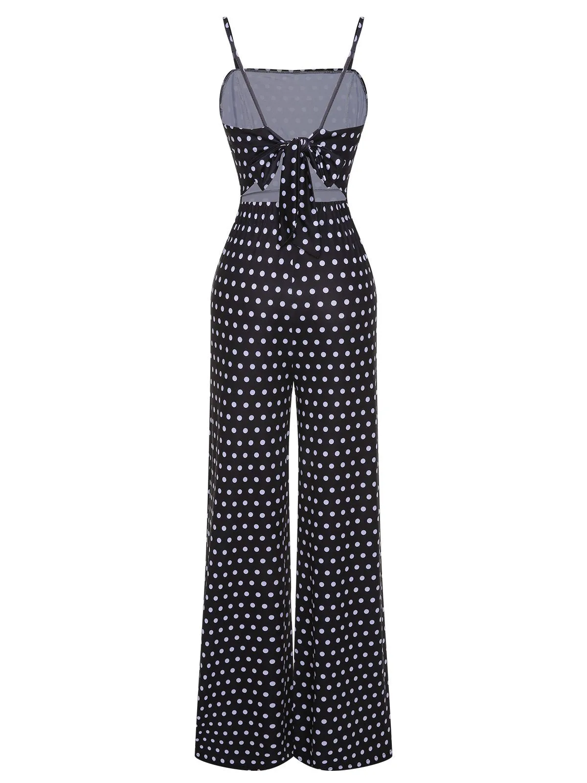 Black 1940s Polka Dots Back Strap Jumpsuit sold by Retro Stage product image thumbnail 2