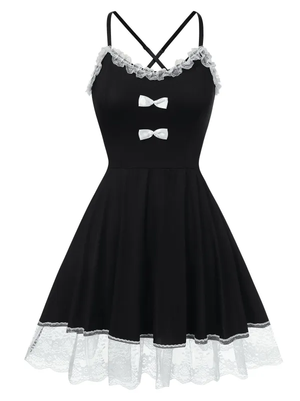 Black 1950s Lace Hem Suspender Nightgown sold by Retro Stage