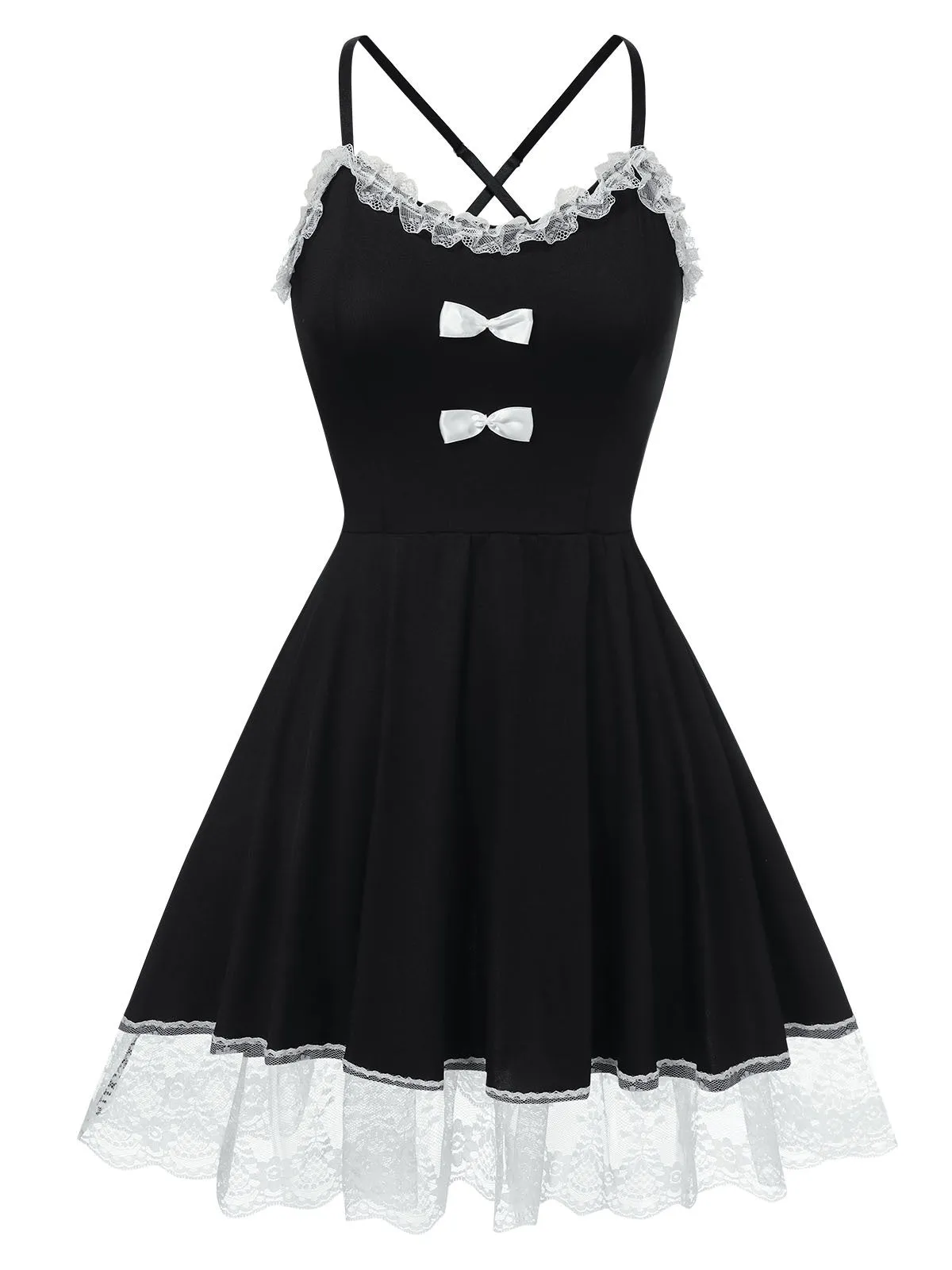 Black 1950s Lace Hem Suspender Nightgown sold by Retro Stage