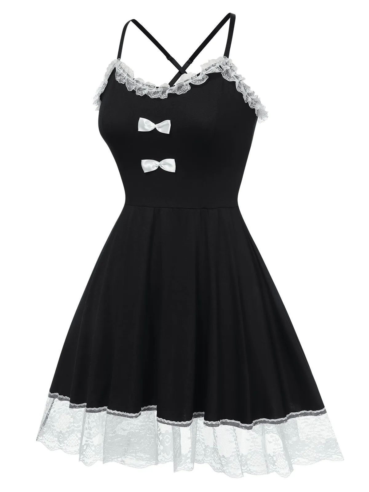 Black 1950s Lace Hem Suspender Nightgown sold by Retro Stage product image thumbnail 3