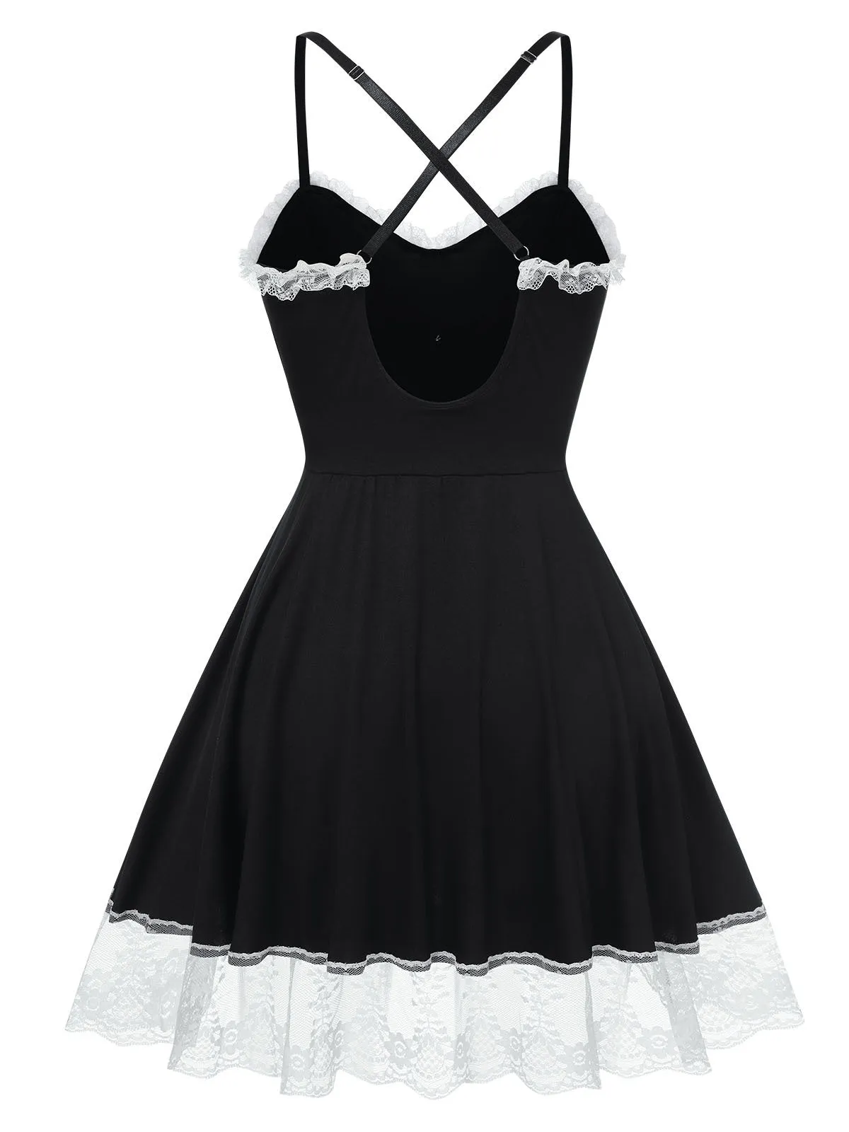 Black 1950s Lace Hem Suspender Nightgown sold by Retro Stage product image thumbnail 2