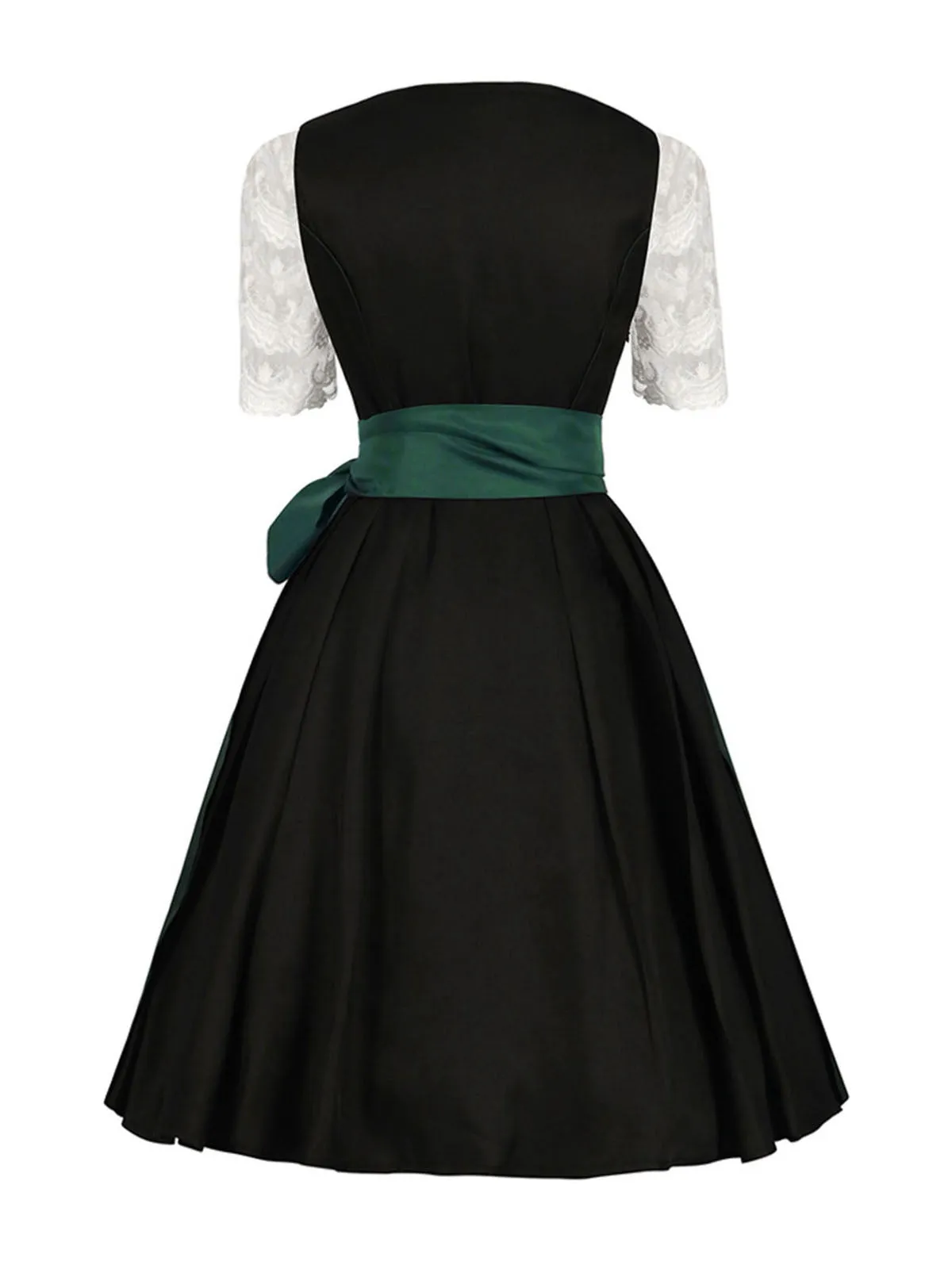 2PCS 1950s Oktoberfest White Top & Black Dress & Green Apron sold by Retro Stage product image thumbnail 2