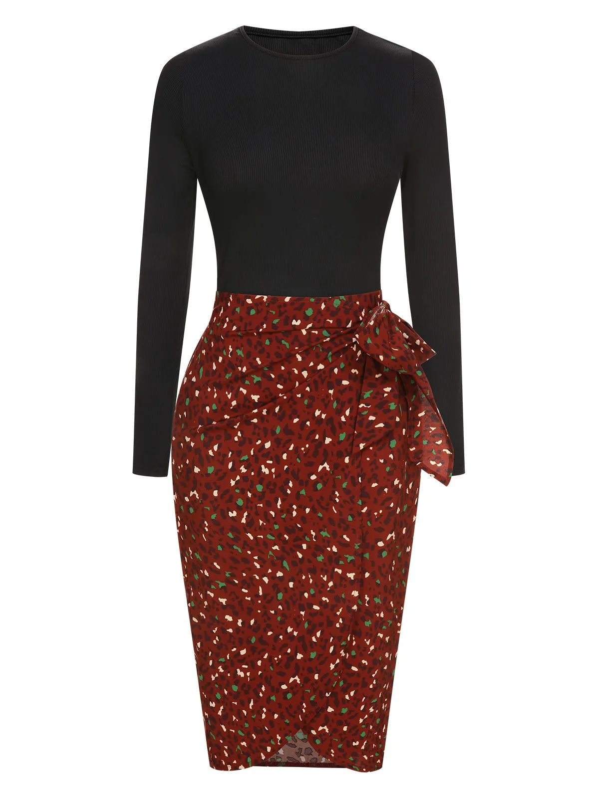 2PCS 1970s Long Sleeves Top & Dots Skirt sold by Retro Stage