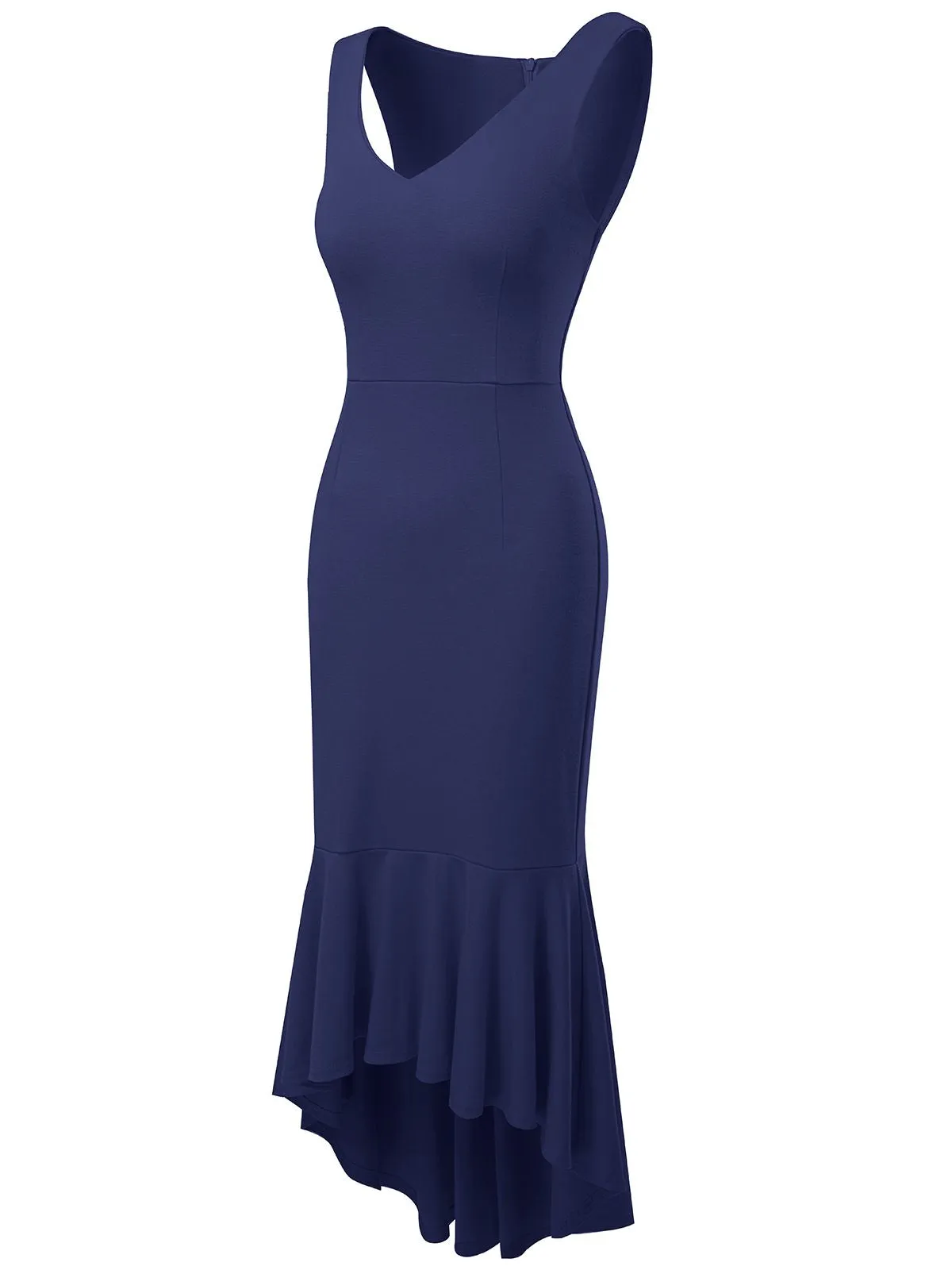 1930s V-Neck Sleeveless Ruffled Fishtail Dress sold by Retro Stage product image thumbnail 2