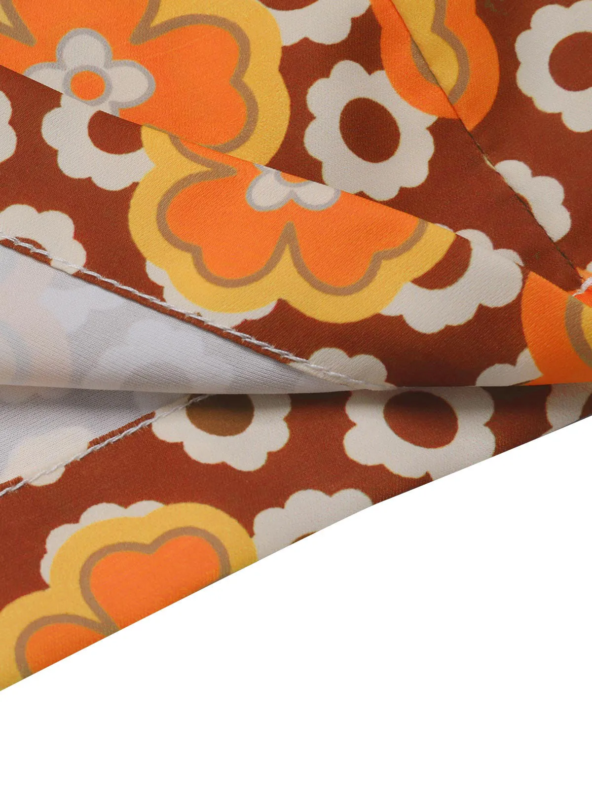 1970s V-Neck Floral Belted Sleeveless Jumpsuit sold by Retro Stage product image thumbnail 5