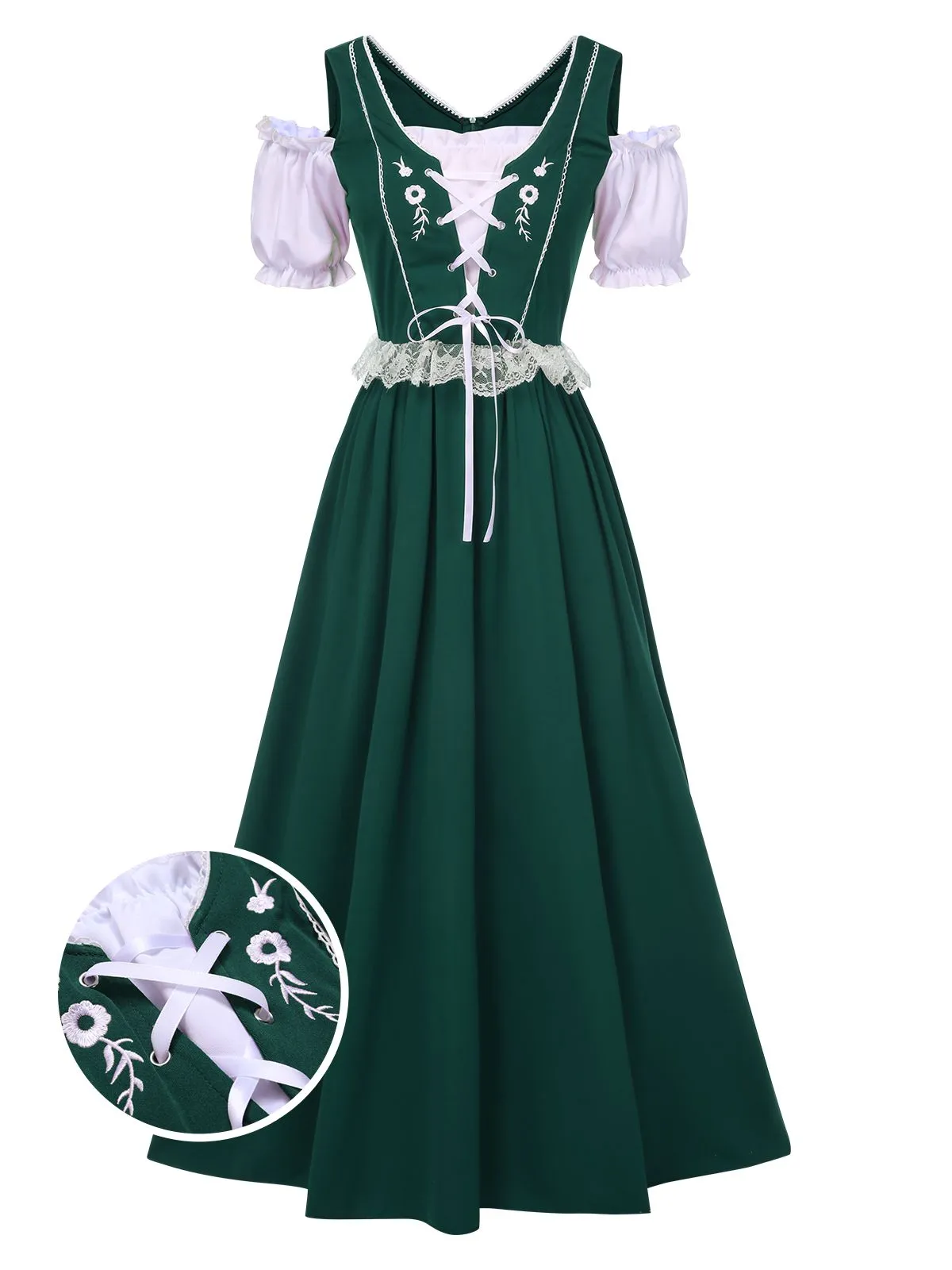 1940s Lace Puff Patchwork Dress & Ribbon sold by Retro Stage product image thumbnail 4