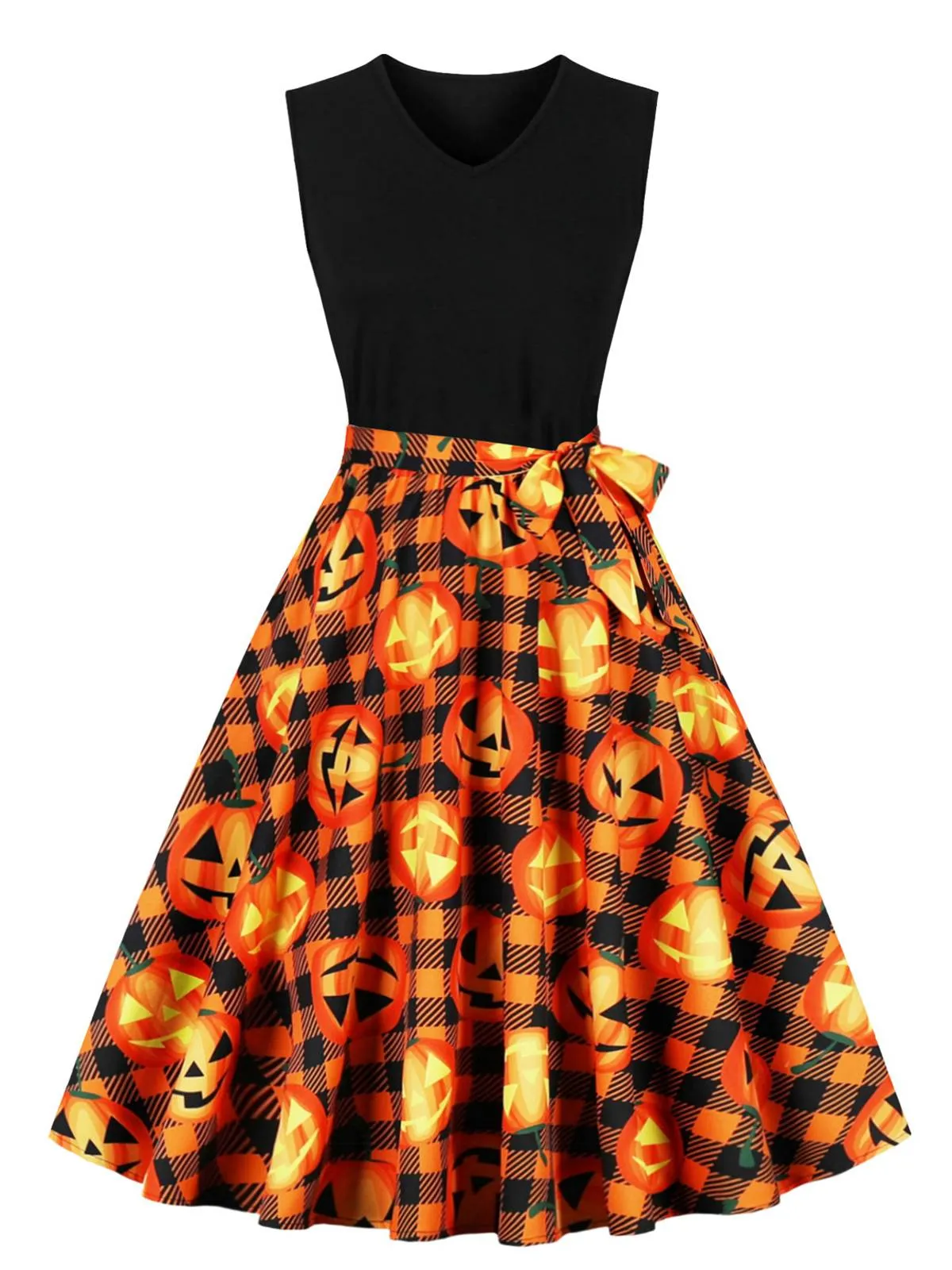 1950s Halloween Patchwork Belt Swing Dress sold by Retro Stage product image thumbnail 4