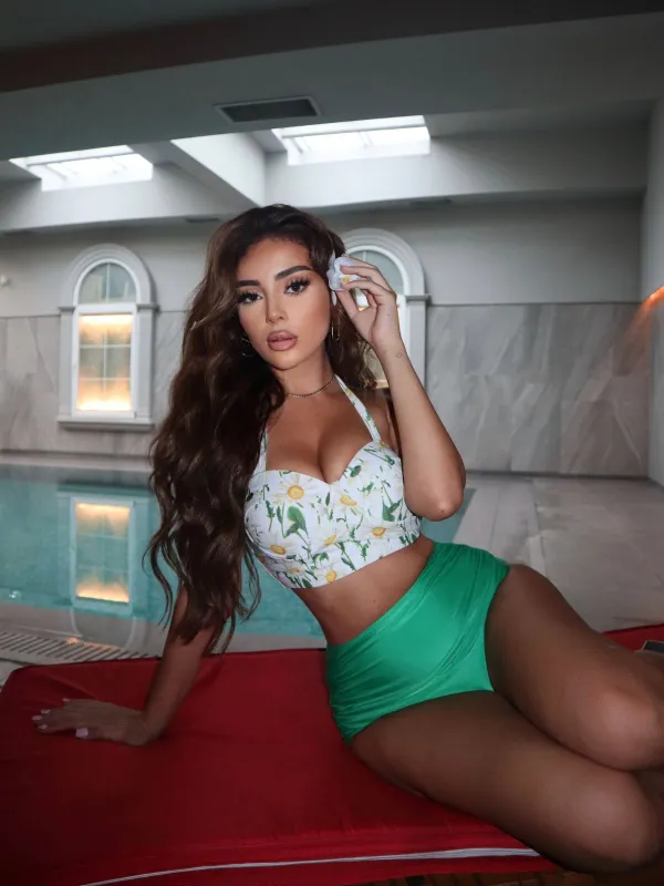 1950s Floral Halter Lace-up Bikini Set sold by Retro Stage