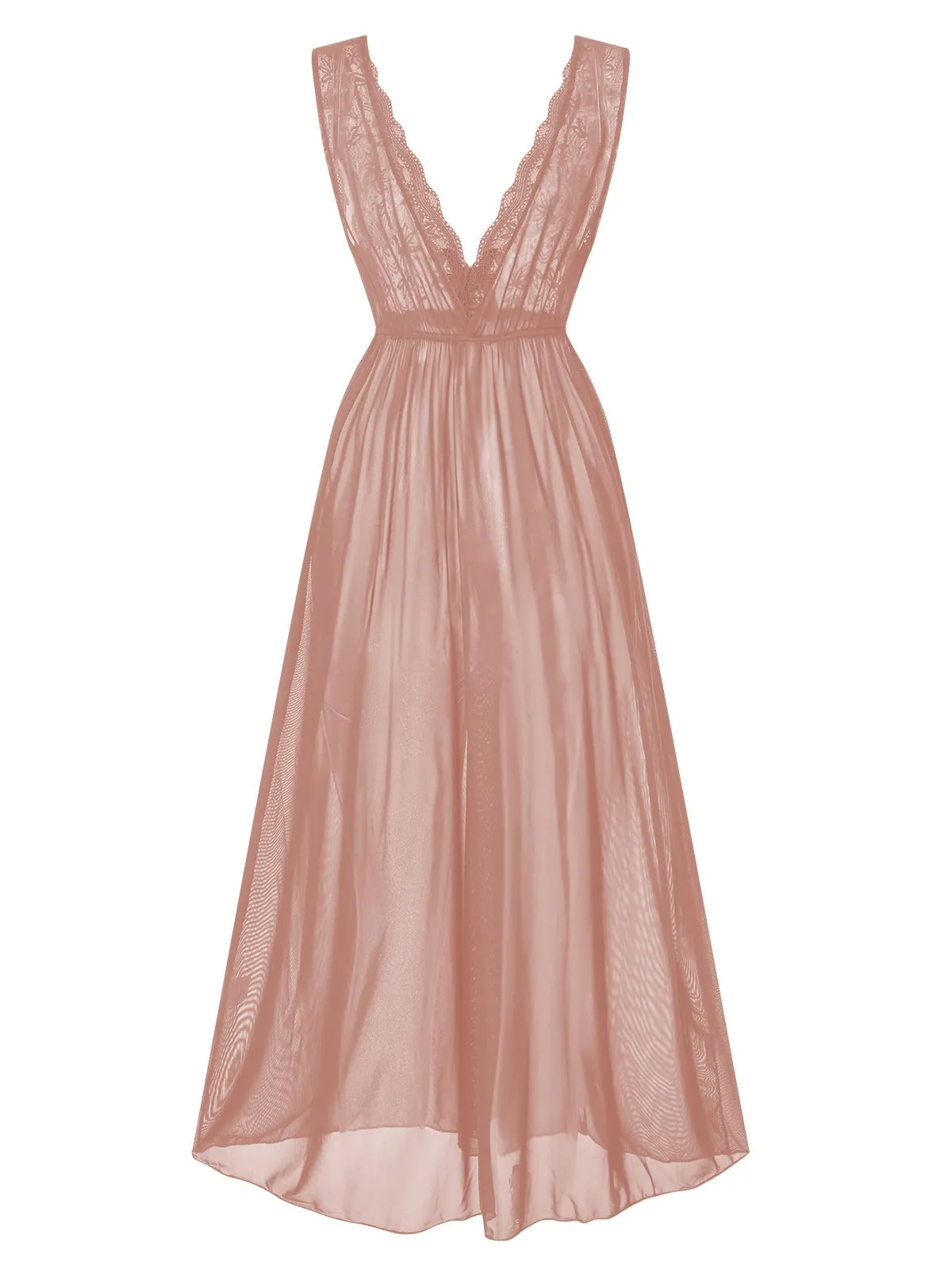 1930s Deep V-Neck Lace Mesh Nightgown sold by Retro Stage product image thumbnail 4