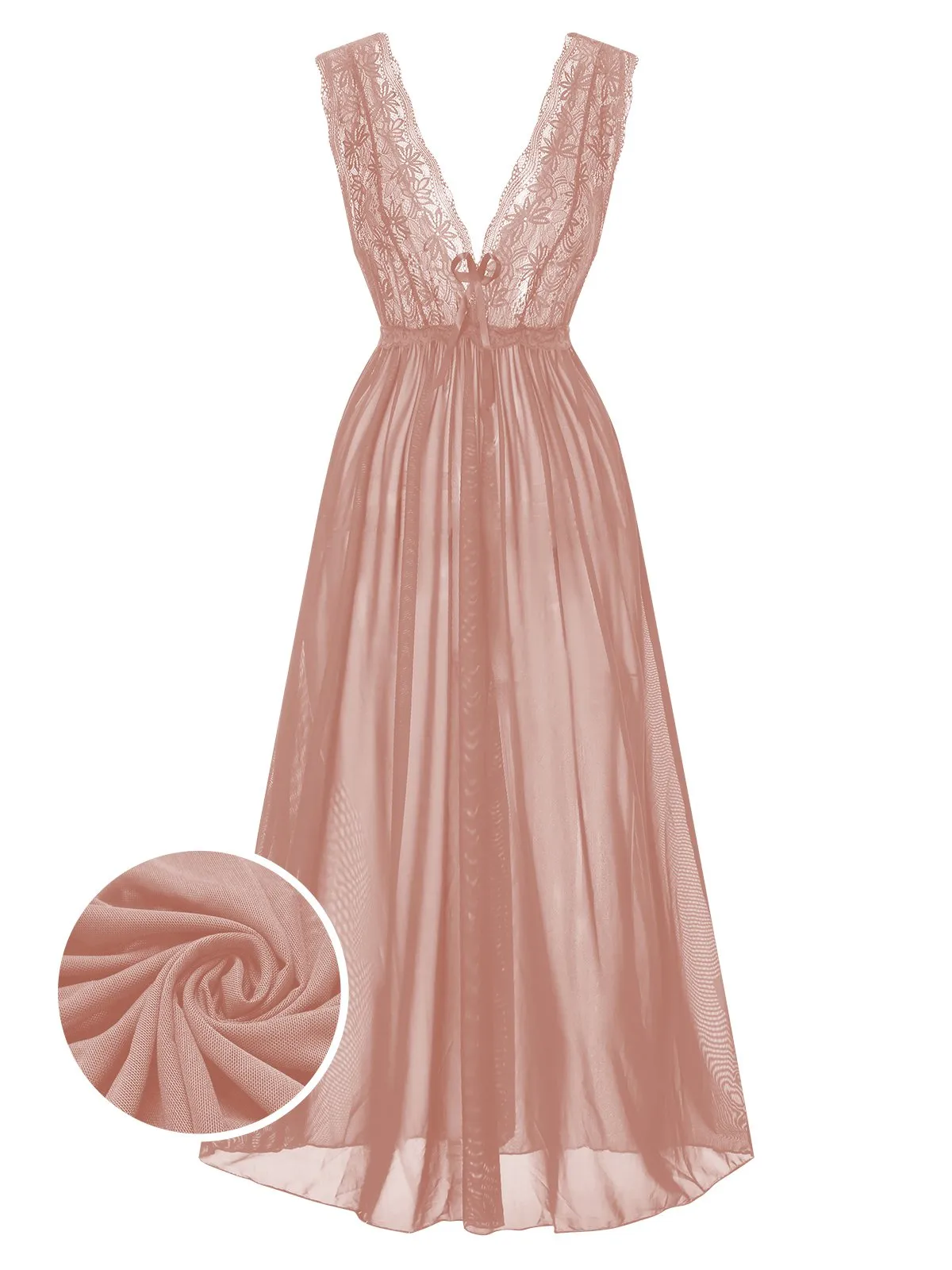 1930s Deep V-Neck Lace Mesh Nightgown sold by Retro Stage