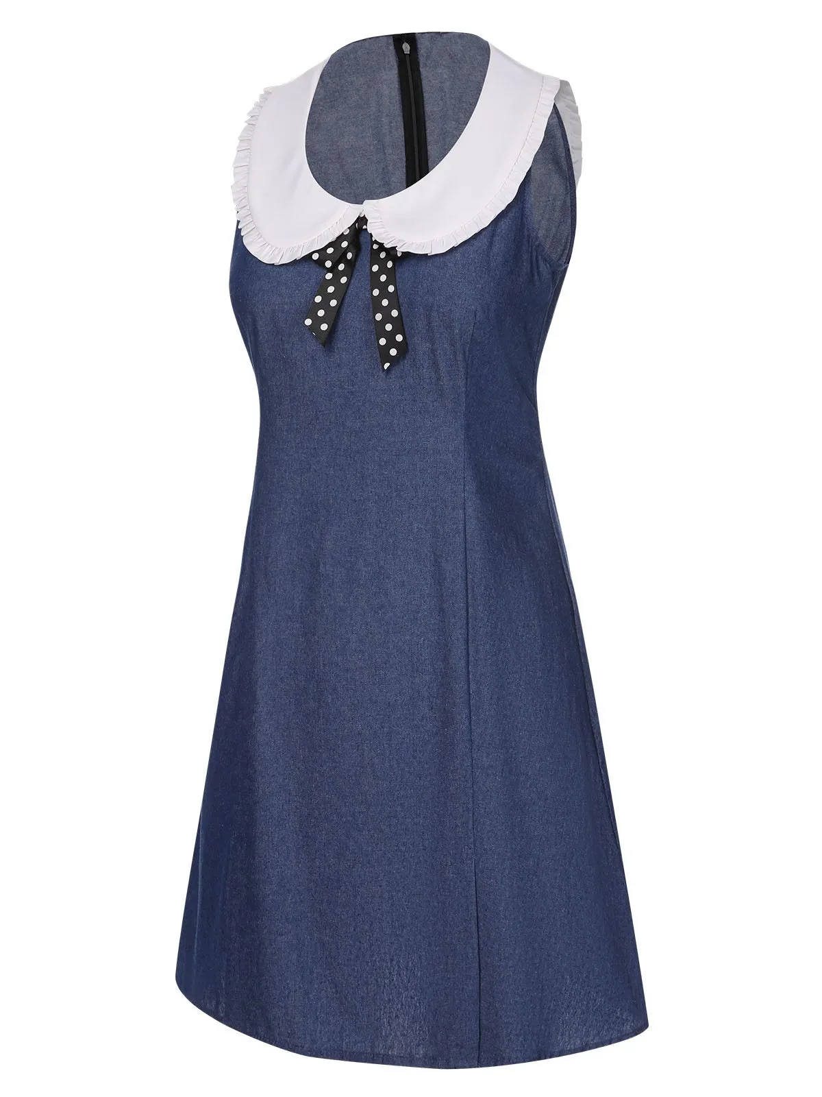 Blue 1960s Peter Pan Collar Denim Dress sold by Retro Stage product image thumbnail 4