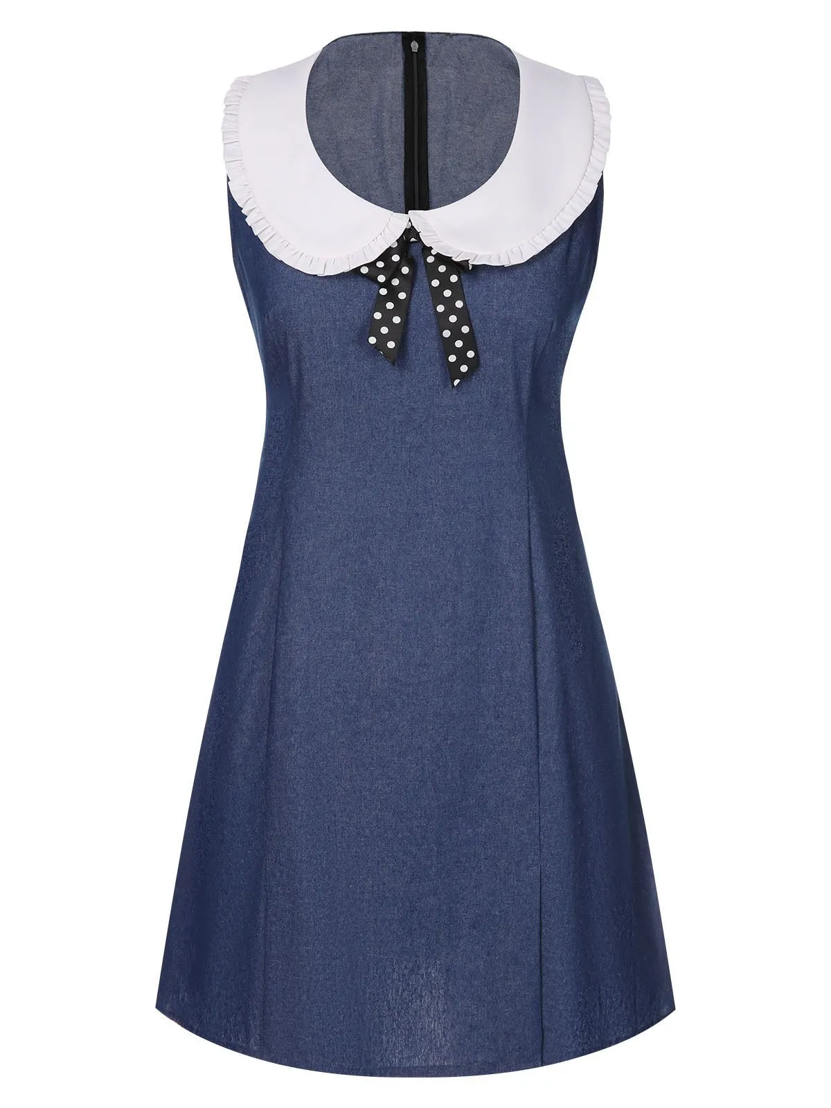 Blue 1960s Peter Pan Collar Denim Dress sold by Retro Stage product image thumbnail 2