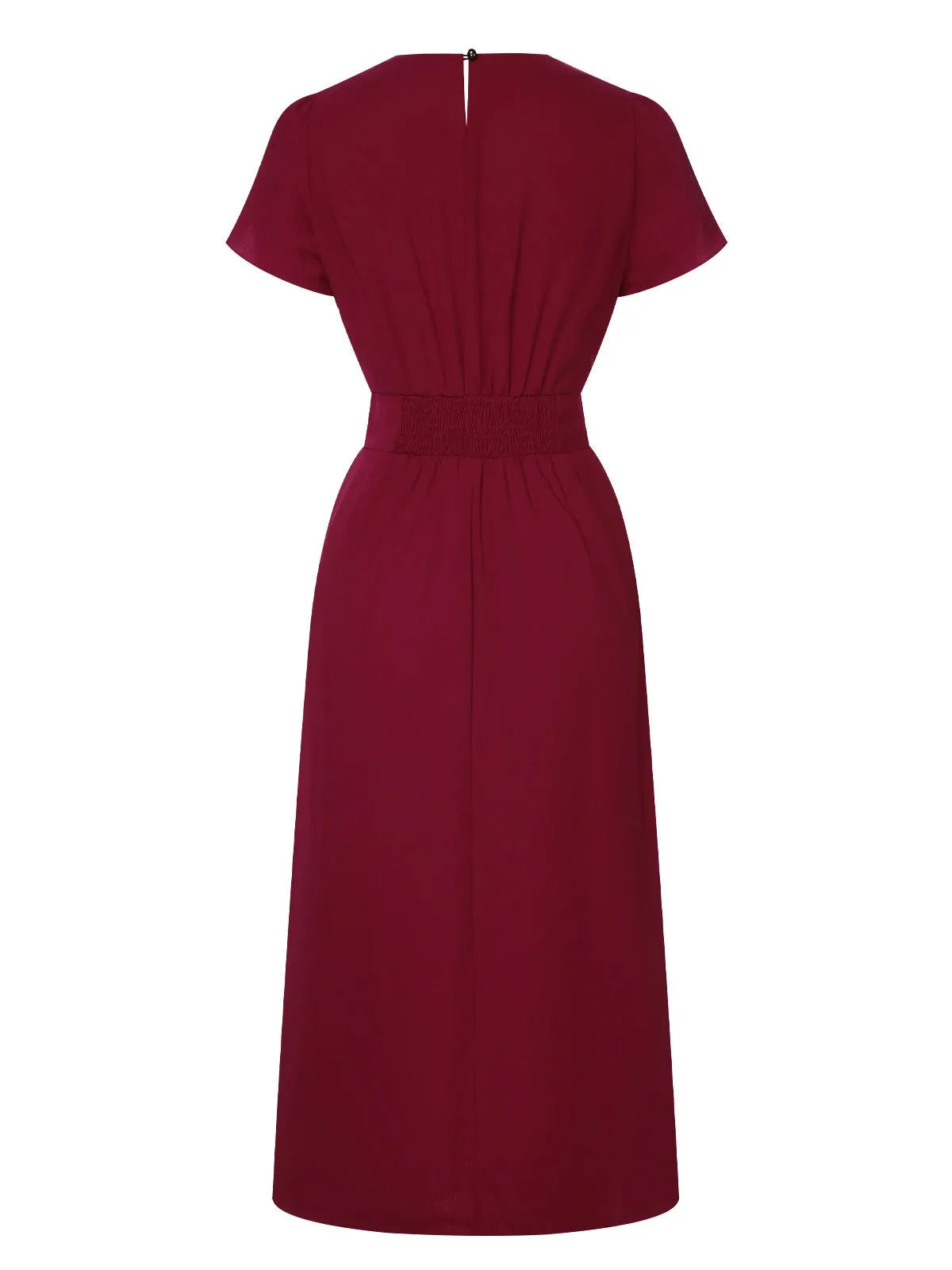 Wine Red 1960s Solid Side Slit Dress sold by Retro Stage product image thumbnail 4
