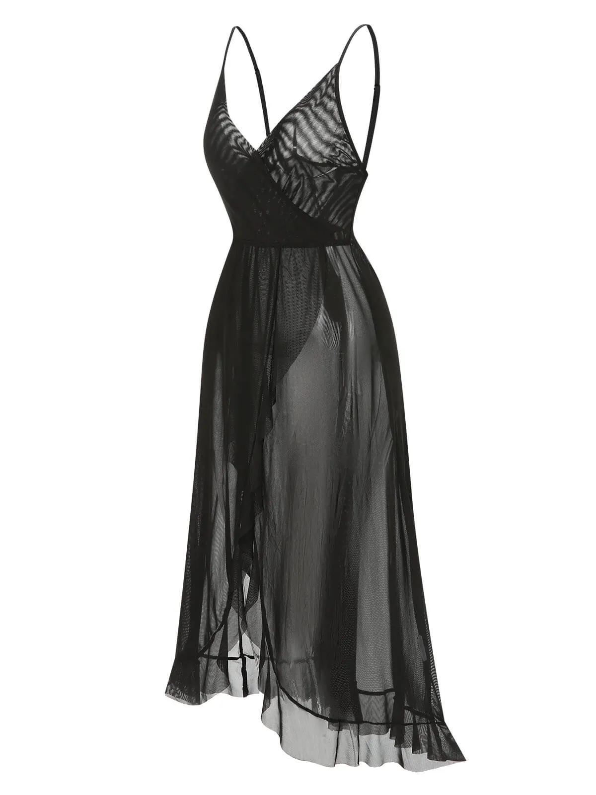 1930s Solid V-Neck Ruffle Sheer Nightgown sold by Retro Stage product image thumbnail 5