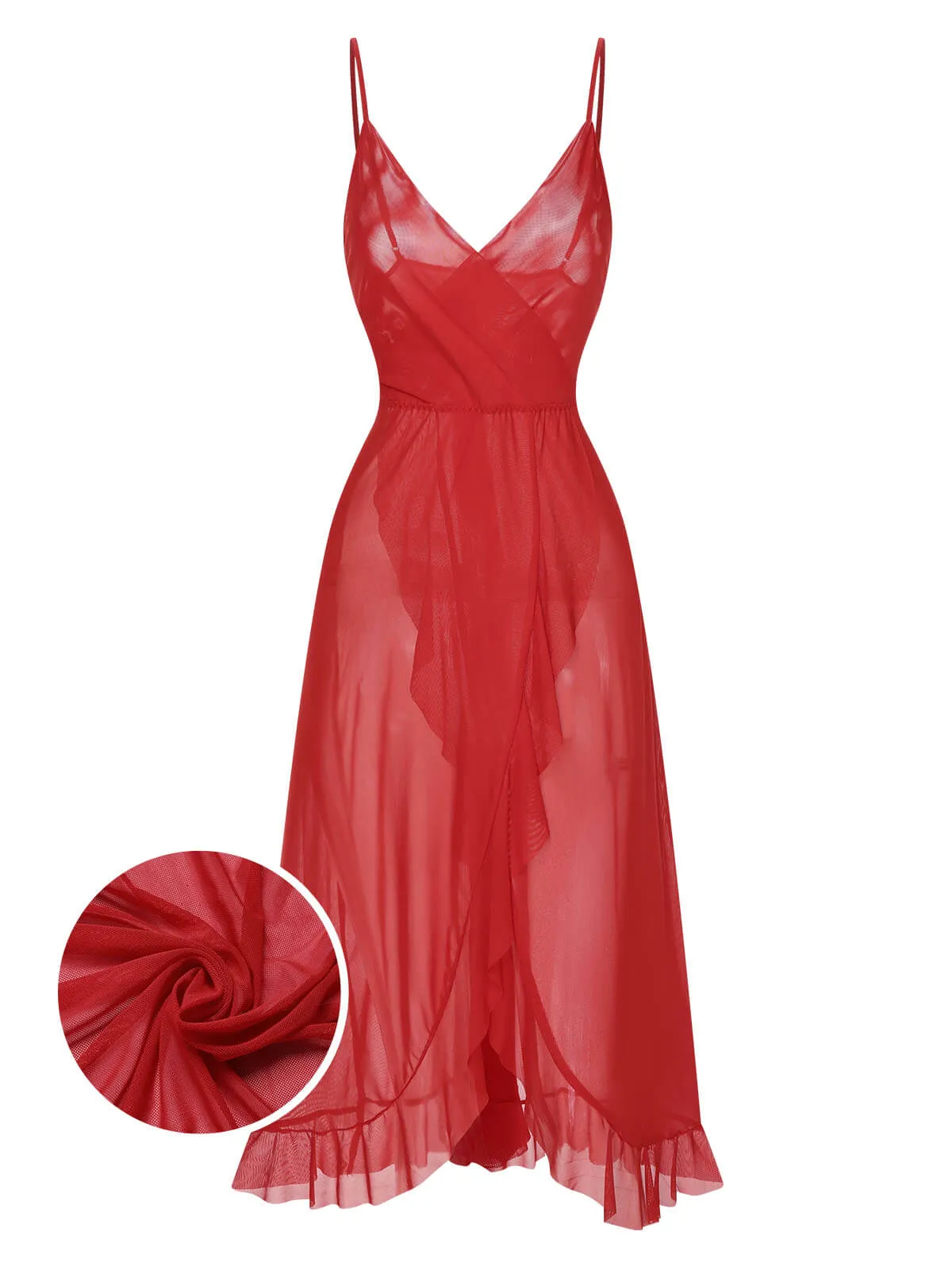 1930s Solid V-Neck Ruffle Sheer Nightgown sold by Retro Stage product image thumbnail 2