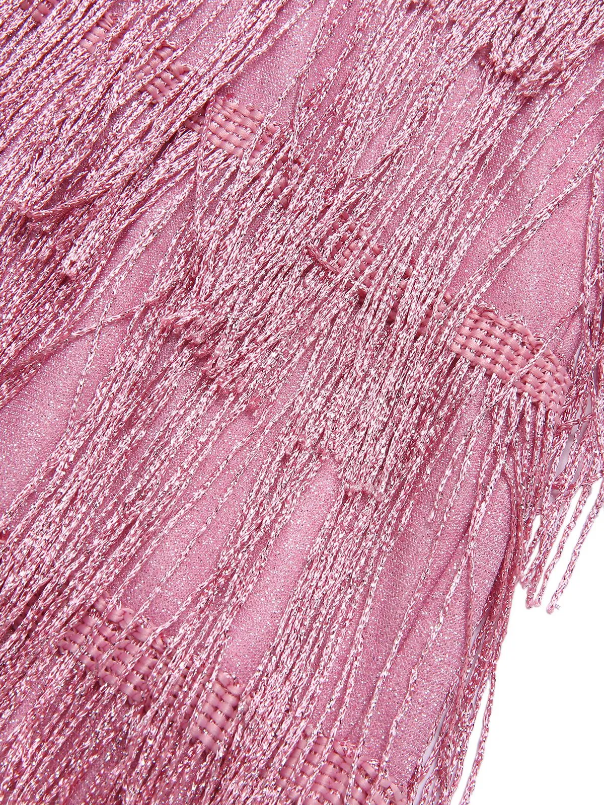 Pink 1920s Spaghetti Strap V-Neck Fringe Dress sold by Retro Stage product image thumbnail 5
