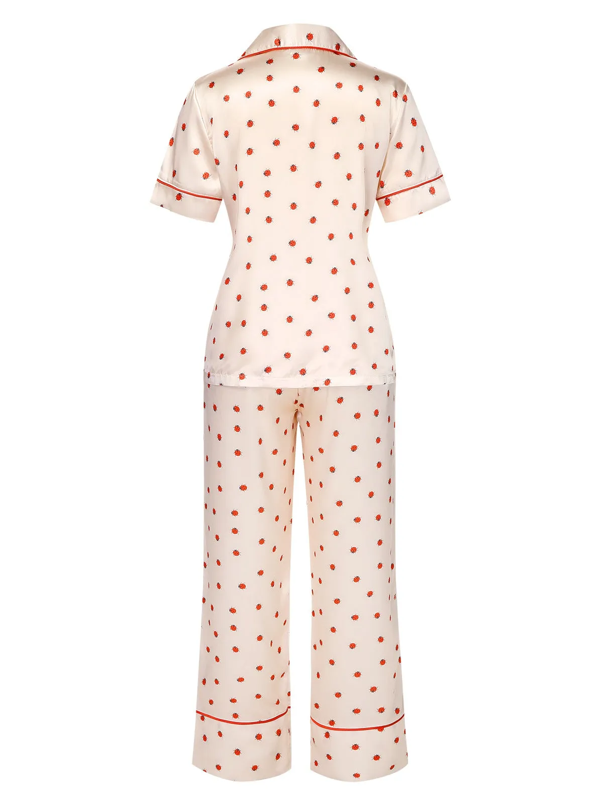 Beige 1960s Beetle Lapel Short Sleeve Pajamas sold by Retro Stage product image thumbnail 5