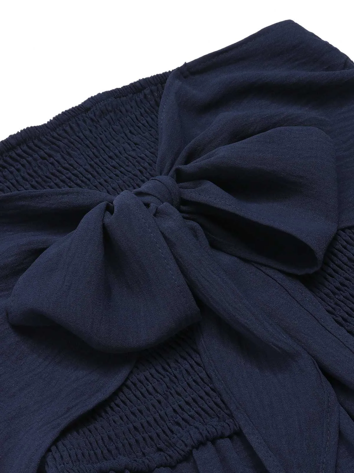 Dark Blue 1960s Solid Bow Strapless Jumpsuit sold by Retro Stage product image thumbnail 4