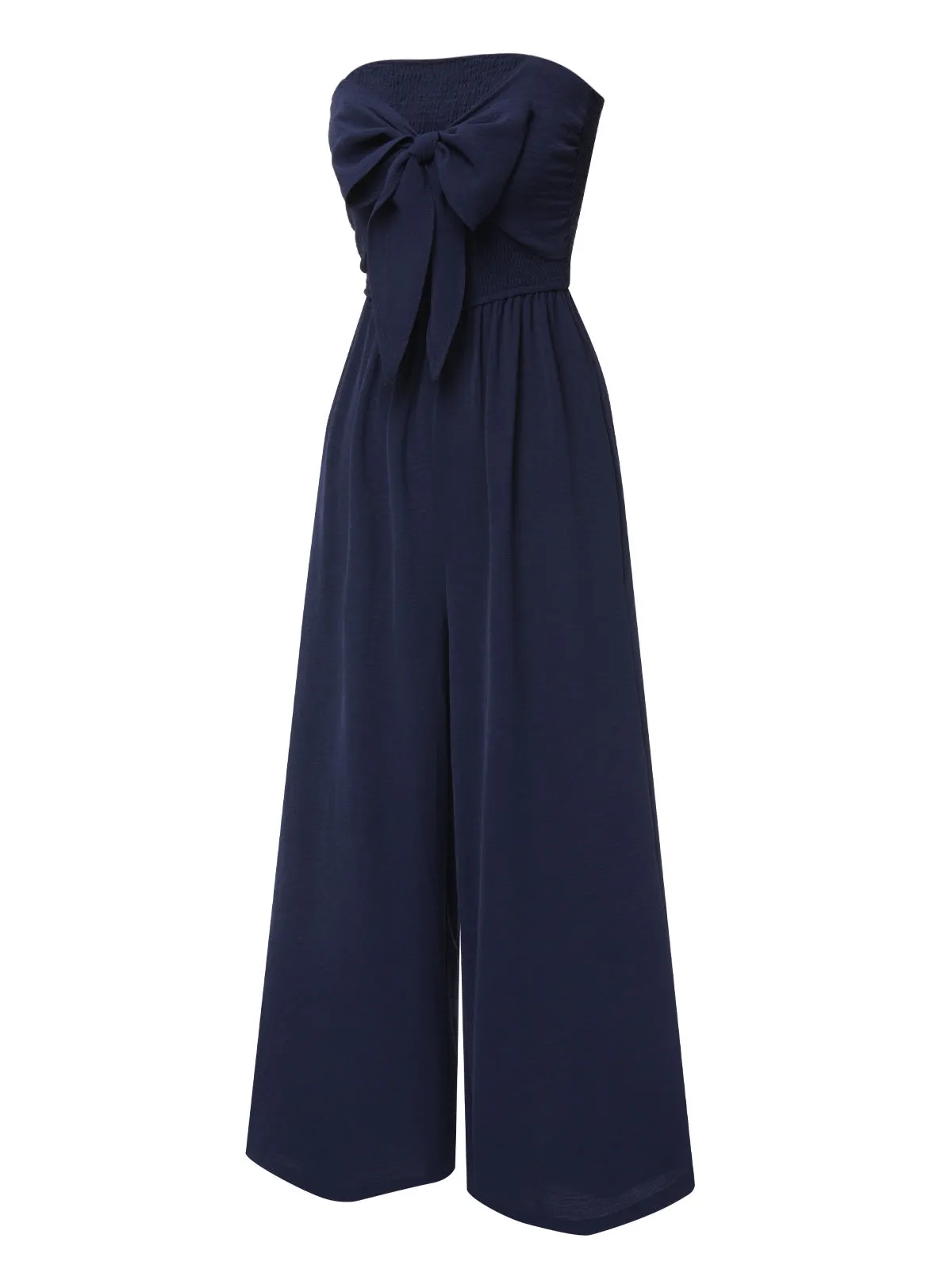 Dark Blue 1960s Solid Bow Strapless Jumpsuit sold by Retro Stage product image thumbnail 2