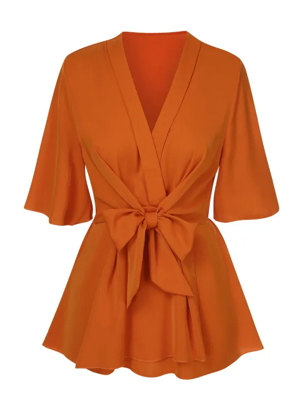 1930s Elegant Short-Sleeved Tie Waist Blouse sold by Retro Stage