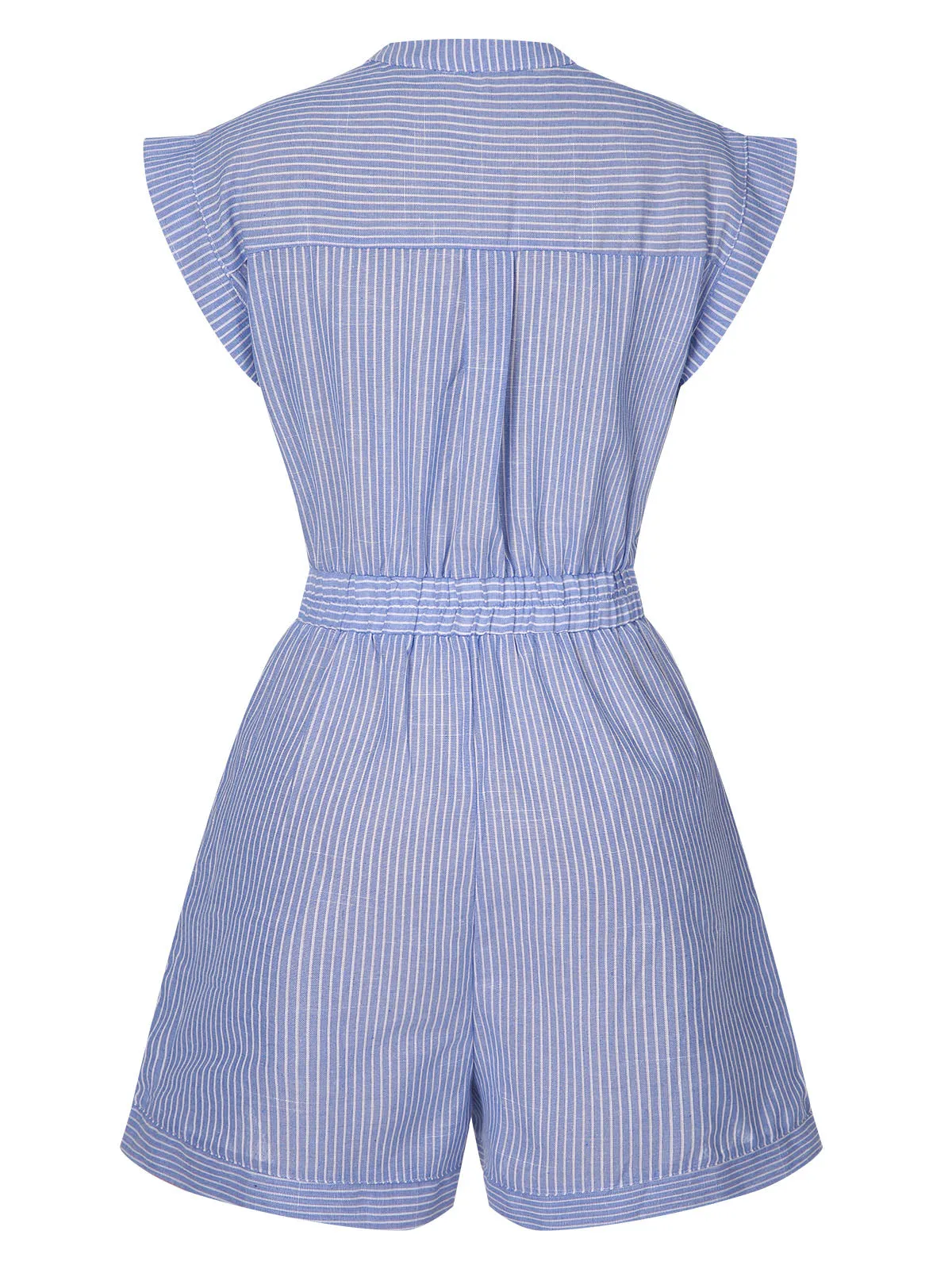 Blue 1950s Striped Belt Pocket Romper sold by Retro Stage product image thumbnail 2