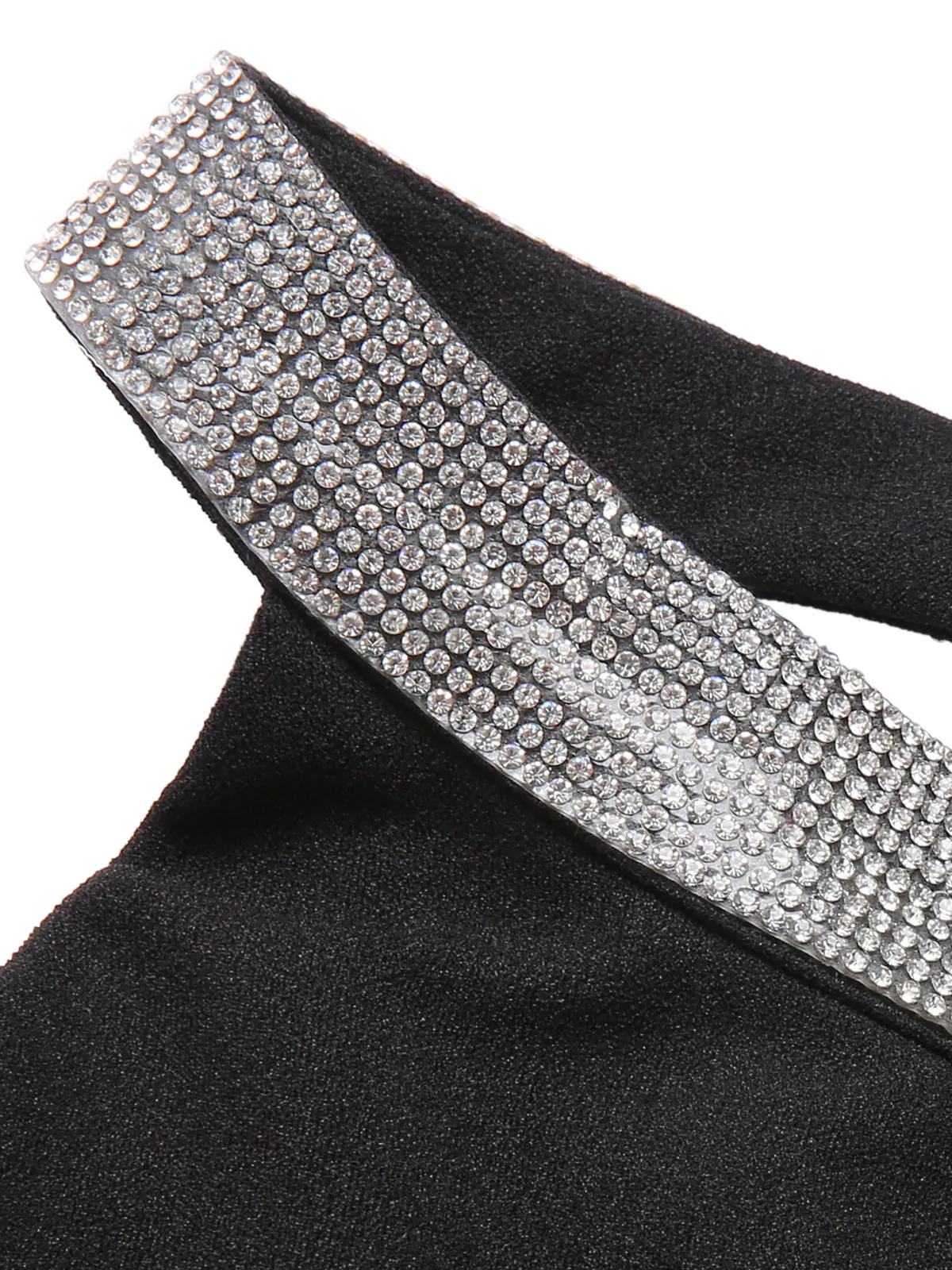 Black 1960s Rhinestone Solid Halter Dress sold by Retro Stage product image thumbnail 4