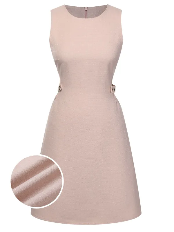Pink 1960s Waist Hollow Out Solid Dress sold by Retro Stage