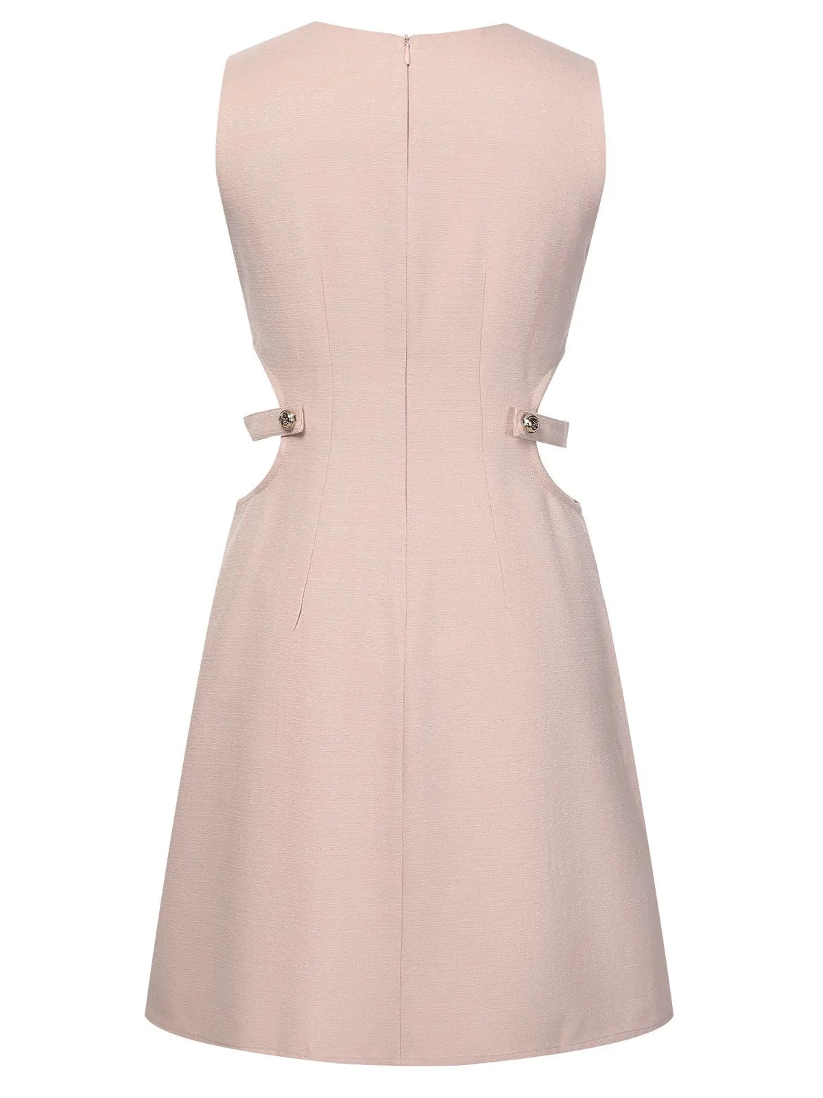 Pink 1960s Waist Hollow Out Solid Dress sold by Retro Stage product image thumbnail 3