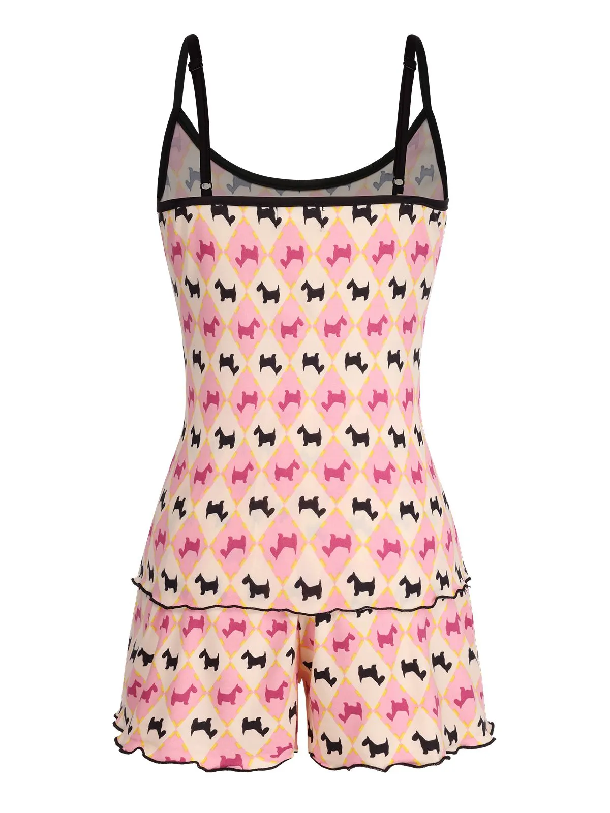 1960s Spaghetti Strap Ruffle Hem Cute Animal Pajama Set sold by Retro Stage product image thumbnail 3