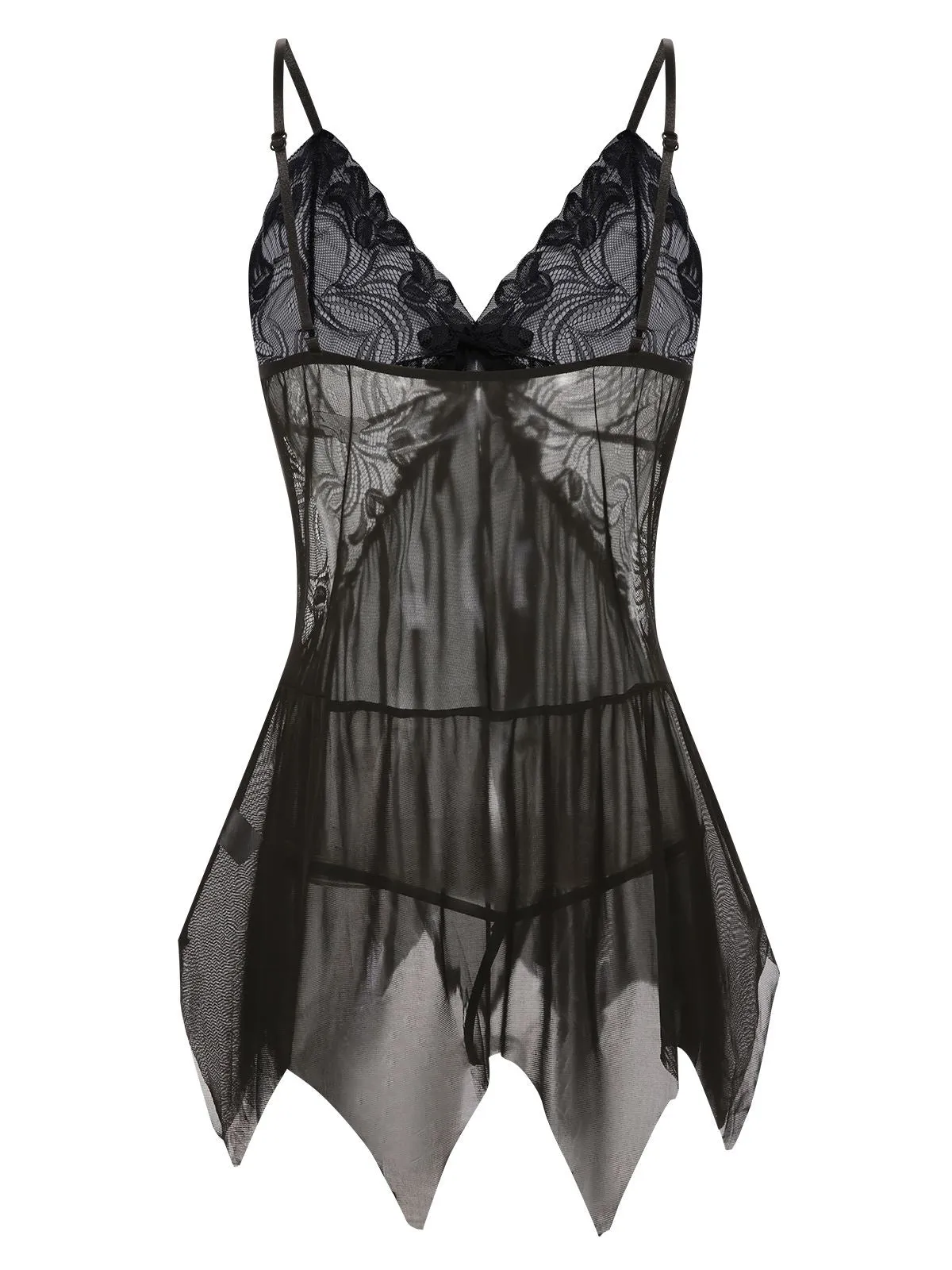 1970s Spaghetti Strap Lace Sheer Sleepwear sold by Retro Stage product image thumbnail 3