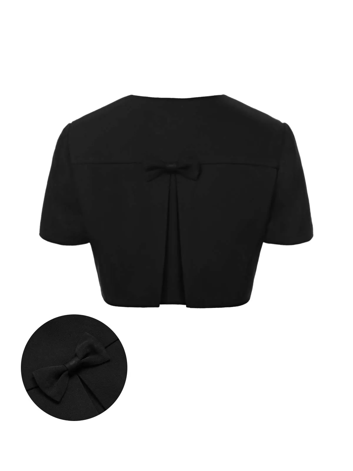 Black 1950s Solid Bow Short Jacket sold by Retro Stage