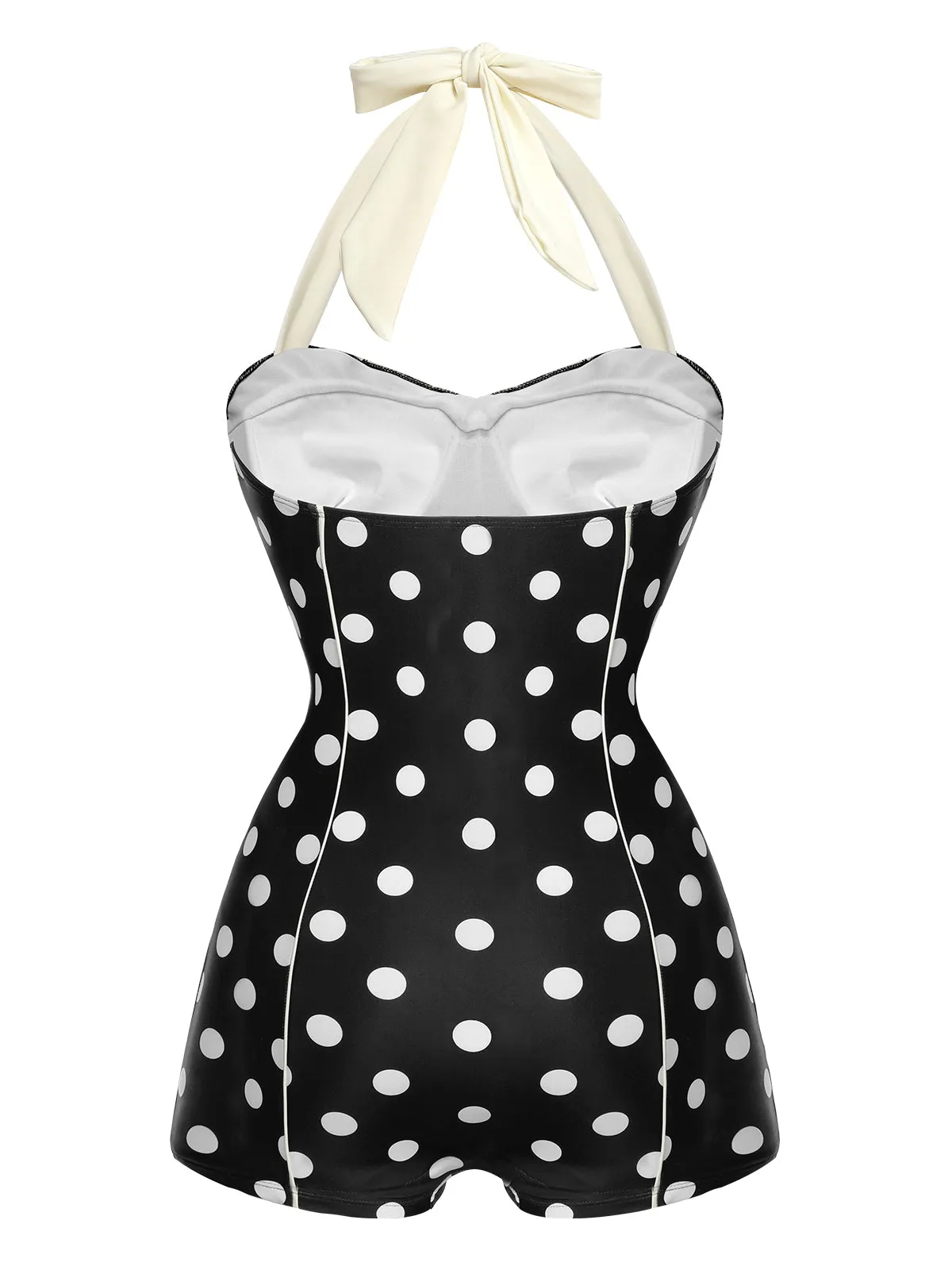Black 1950s Polka Dots Halter Swimsuit sold by Retro Stage product image thumbnail 5