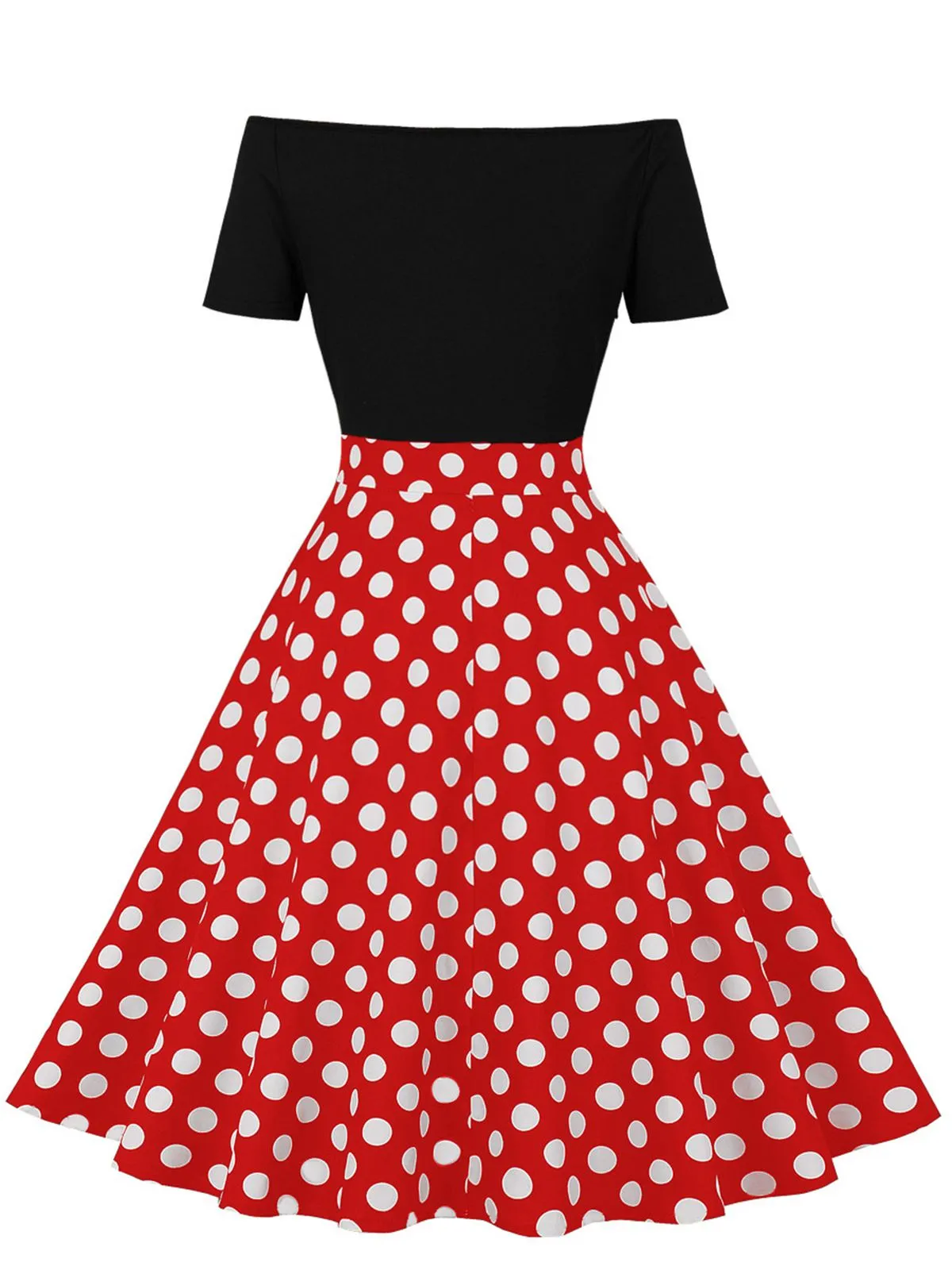 1950s Polka Dot Patchwork Short Sleeves Dress sold by Retro Stage product image thumbnail 2