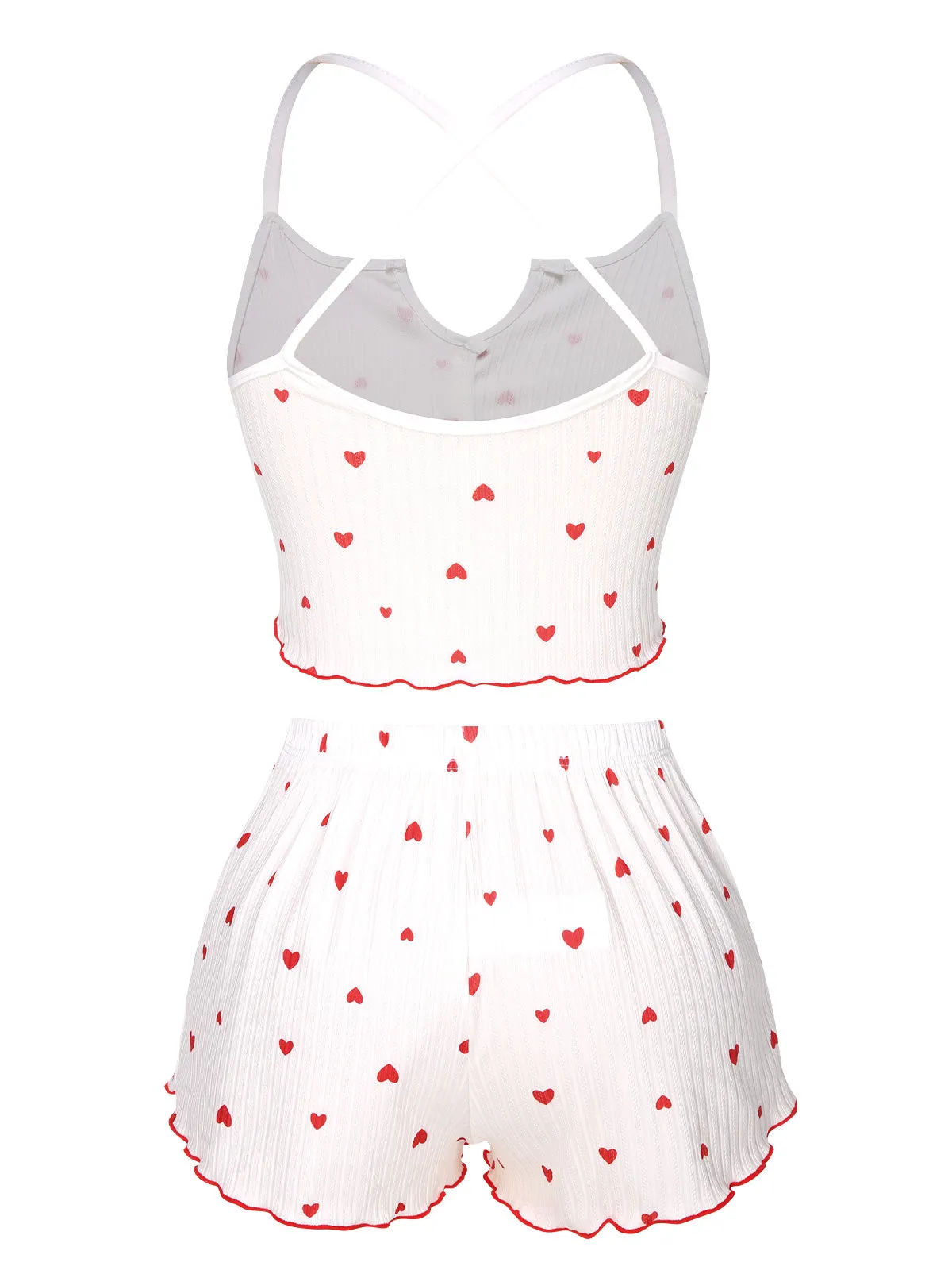 White 1950s Heart Spaghetti Straps Pajamas sold by Retro Stage product image thumbnail 3