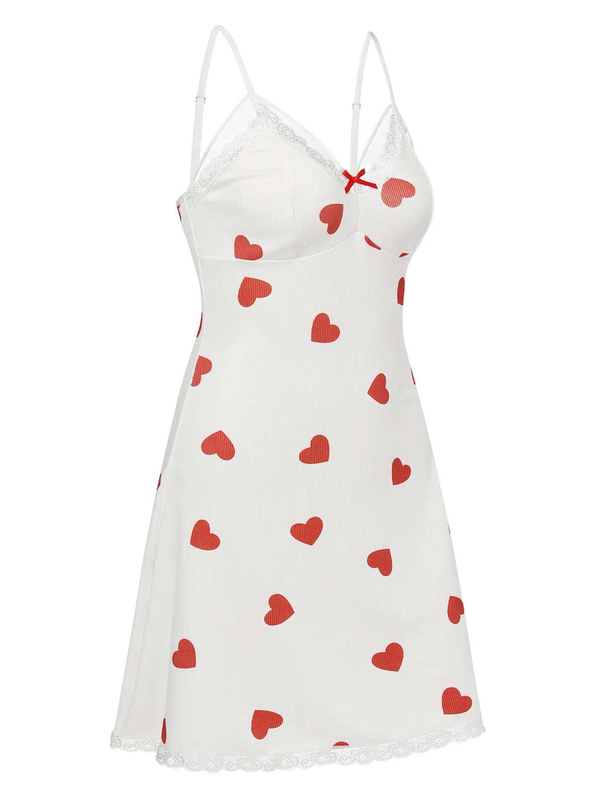 White 1950s Heart Lace Spaghetti Straps Sleepwear sold by Retro Stage product image thumbnail 3
