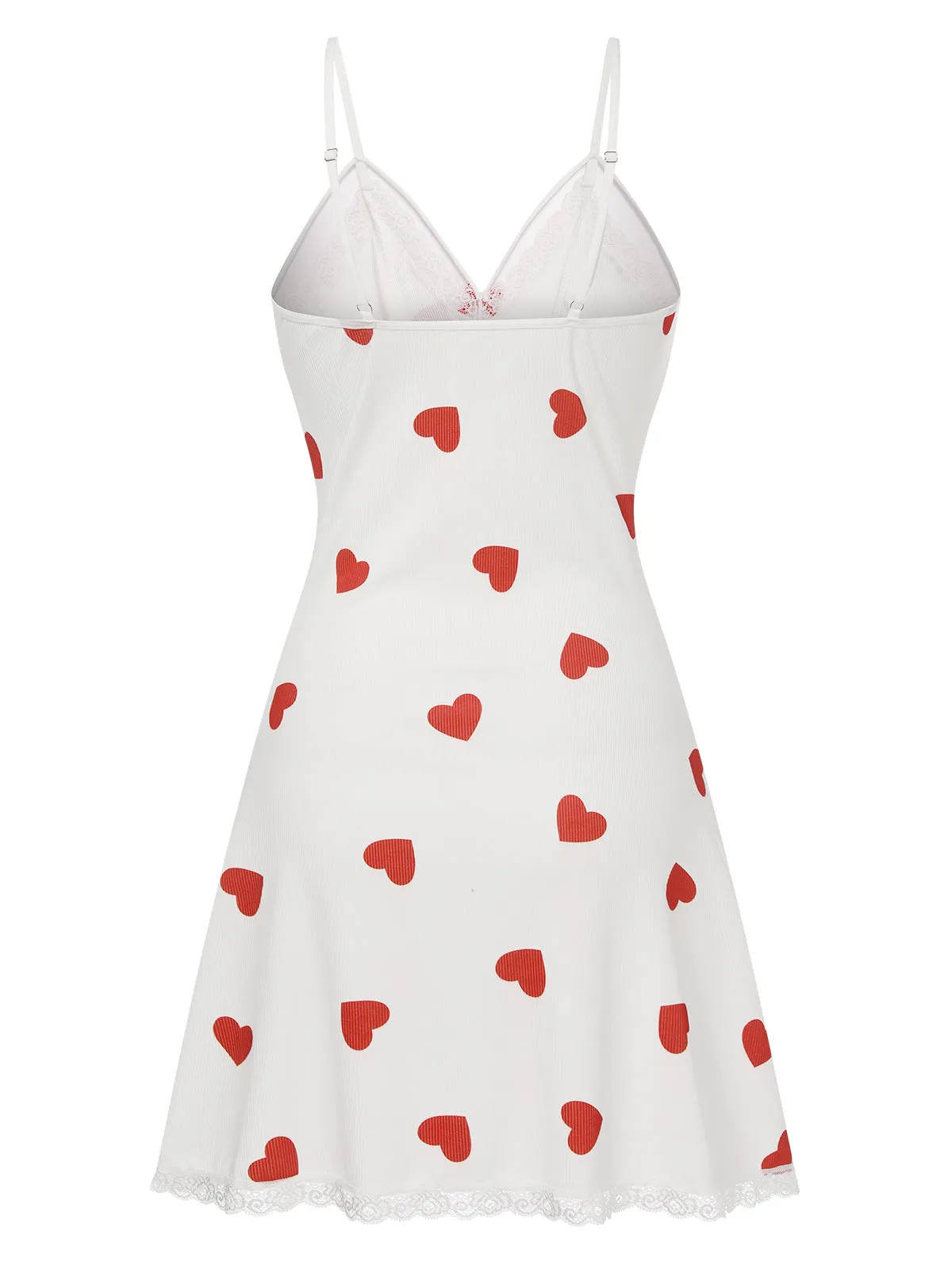 White 1950s Heart Lace Spaghetti Straps Sleepwear sold by Retro Stage product image thumbnail 2