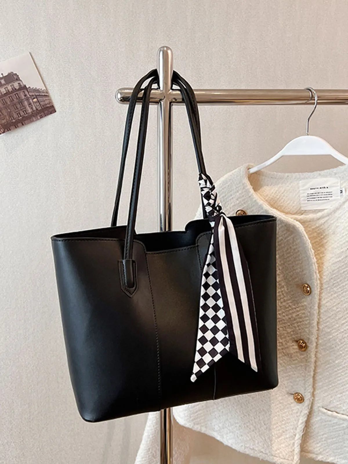 Vintage Scarf-Tied Shoulder Tote Bag sold by Retro Stage product image thumbnail 3